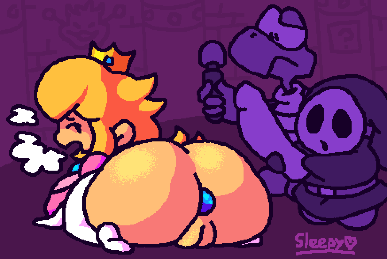 big_ass big_breasts big_butt buttplug clouds dildo fat_ass koopa_troopa large_ass large_breasts large_thighs larger_female mario_(series) mob_face nintendo on_knees panting princess_peach puffy_pussy sex_toy shortstack shy_guy sleepyslut super_mario_bros. toys vibrator