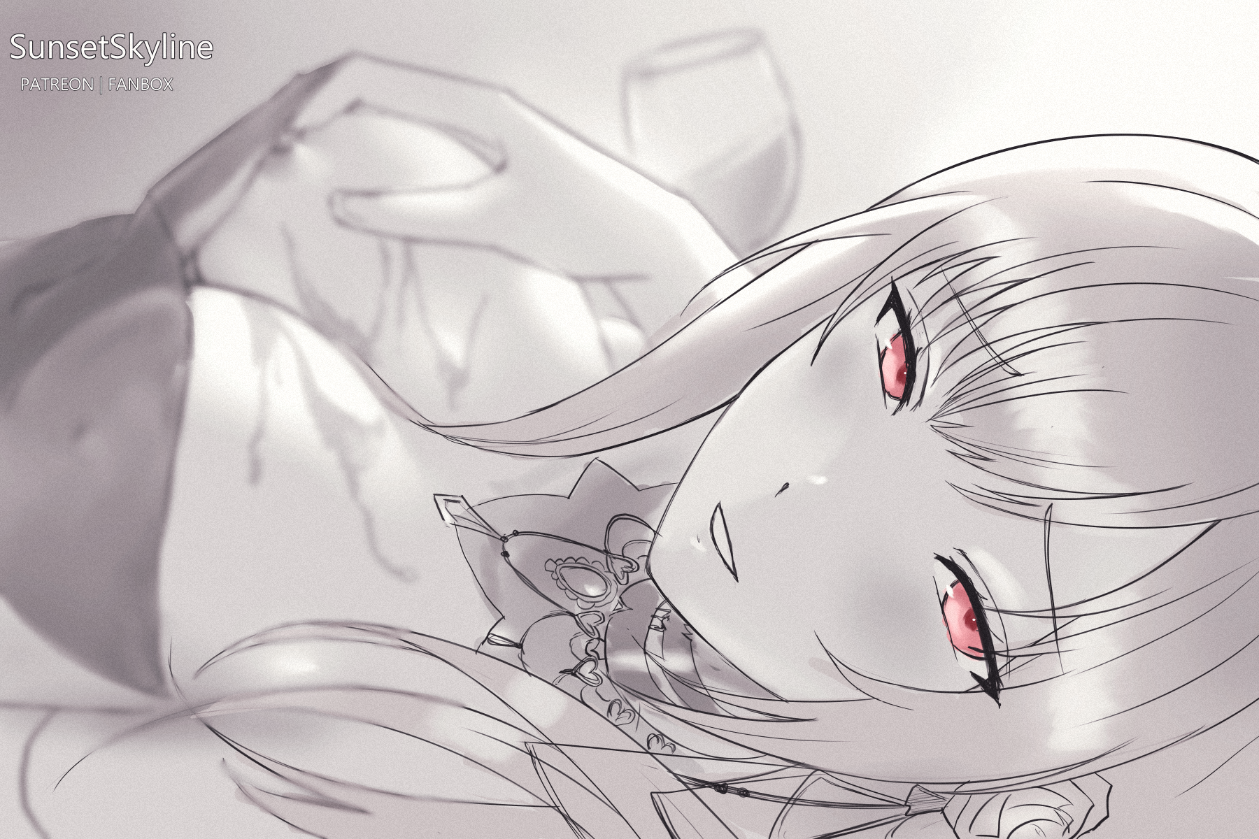 breasts, female, hololive, hololive english, hololive myth, large breasts, looking at viewer, mori calliope, nipple slip, sunset skyline, sunsetskyline, tagme, virtual youtuber