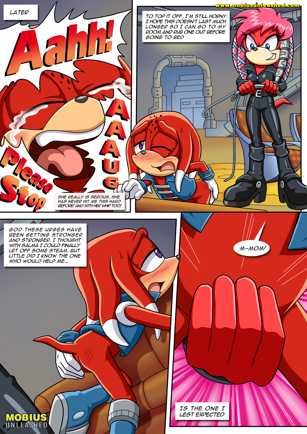 a_strange_affair blush comic comic_page crying hand_on_crotch lien-da male mother_and_son palcomix rubbing rutan_the_echidna sonic_(series) sonic_the_hedgehog_(archie) sonic_the_hedgehog_(series) standing sweatdrop whip_marks whipping