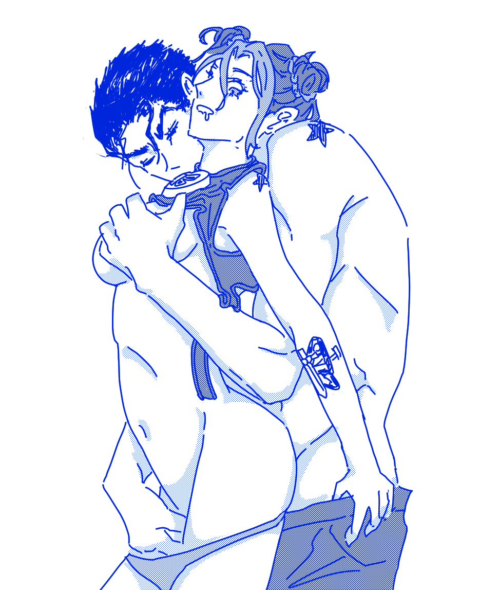 1boy, 1girls, age difference, breasts, dilf, father and daughter, female, groping, groping breasts, incest, joestar birthmark, jojo's bizarre adventure, jolyne kujo, jotaro kujo, male, muscular, muscular male, pants down, stone ocean, tattoo