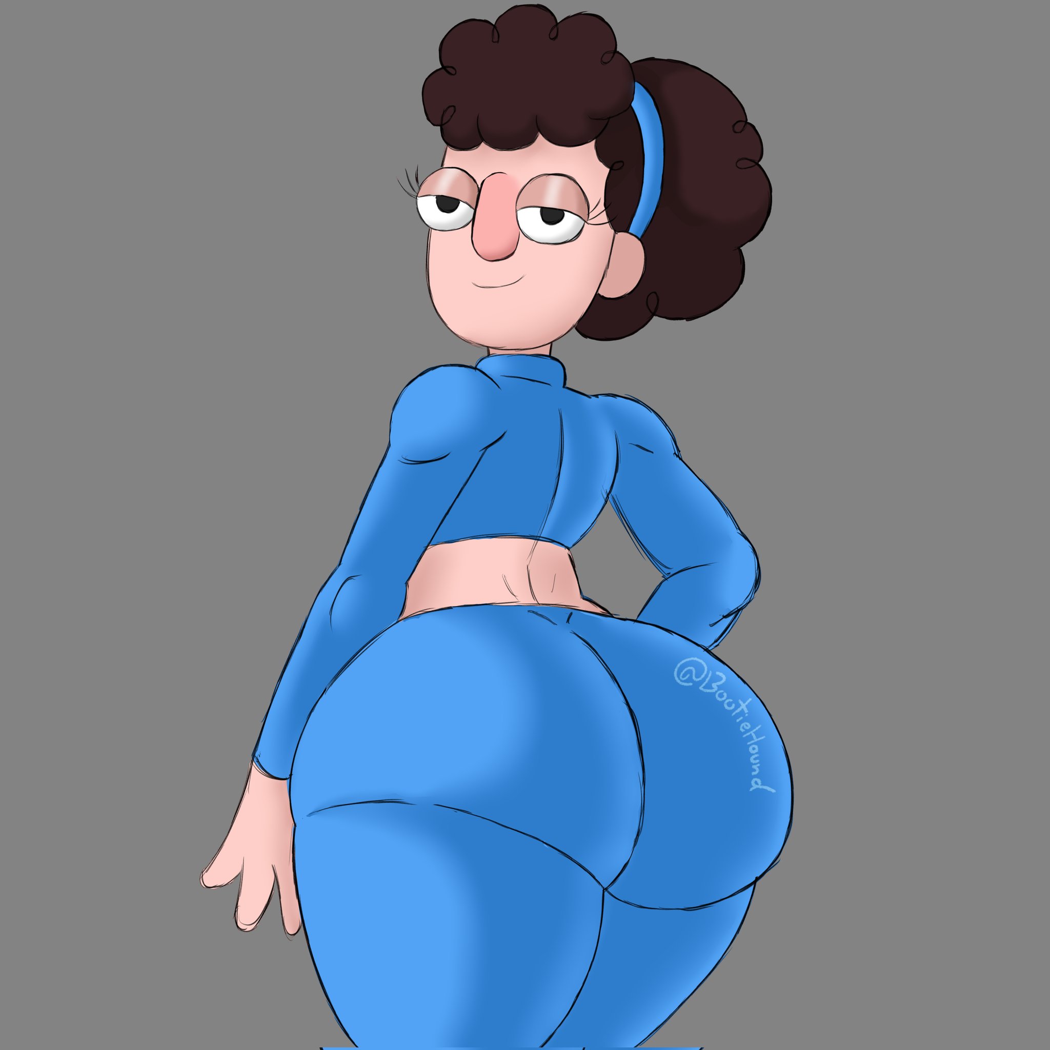 ass, back view, bedroom eyes, big ass, big butt, bootiehound, clarence, clothed, cynthia noles, fat ass, female, female only, giant ass, large ass, large butt, looking back, midriff, solo