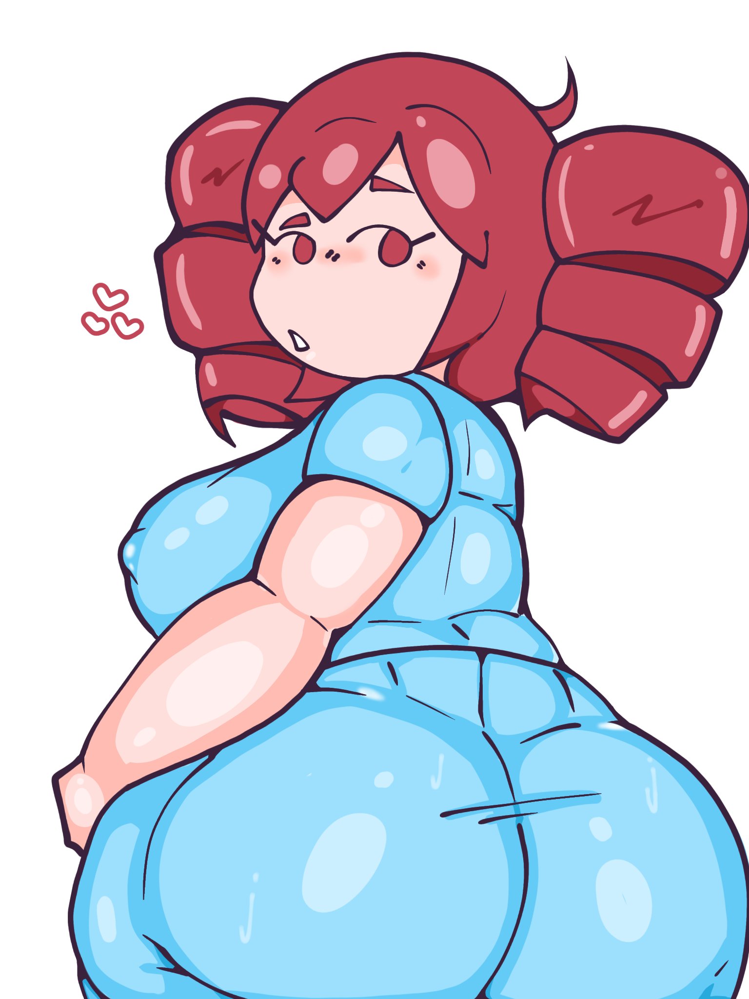 1girls, 2d, 2d (artwork), ahoge, ass, ass bigger than head, ass focus, back, back view, bbw, big ass, big breasts, blush, blush lines, breasts, breasts bigger than head, bubble butt, chubby, chubby female, clothed, clothed female, clothing, curvaceous, curvy, curvy female, curvy figure, dot eyes, erect nipples, erect nipples under clothes, fat ass, fat breasts, fatass teto, female, female only, fully clothed, gluteal fold, heart, heart symbol, hearts around head, hips wider than shoulders, huge ass, huge breasts, igaku (utau), kasane teto, kimiyochan88, large ass, large breasts, looking at viewer, looking back, massive ass, mob face, mv character, nipple bulge, nurse, nurse uniform, plump, plump ass, plump breasts, red eyes, red hair, round ass, round breasts, shiny ass, shiny breasts, shiny clothes, simple background, solo, solo female, thick ass, tight clothing, tight pants, tight shirt, twin drills, utau, venus body, voluptuous, voluptuous female, white background, wide hips