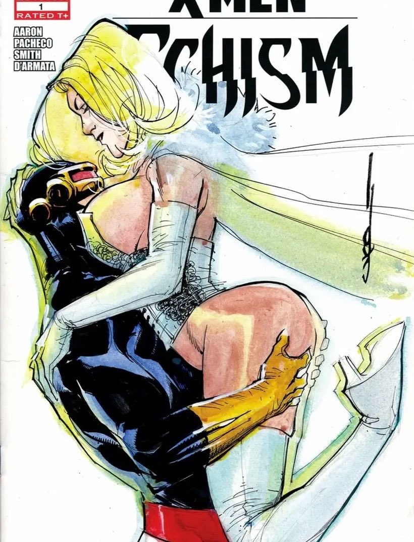 ass ass_focus ass_grab breasts bubble_butt comic_cover cyclops_(x-men) emma_frost marvel marvel_comics scott_summers uko_smith white_queen x-men