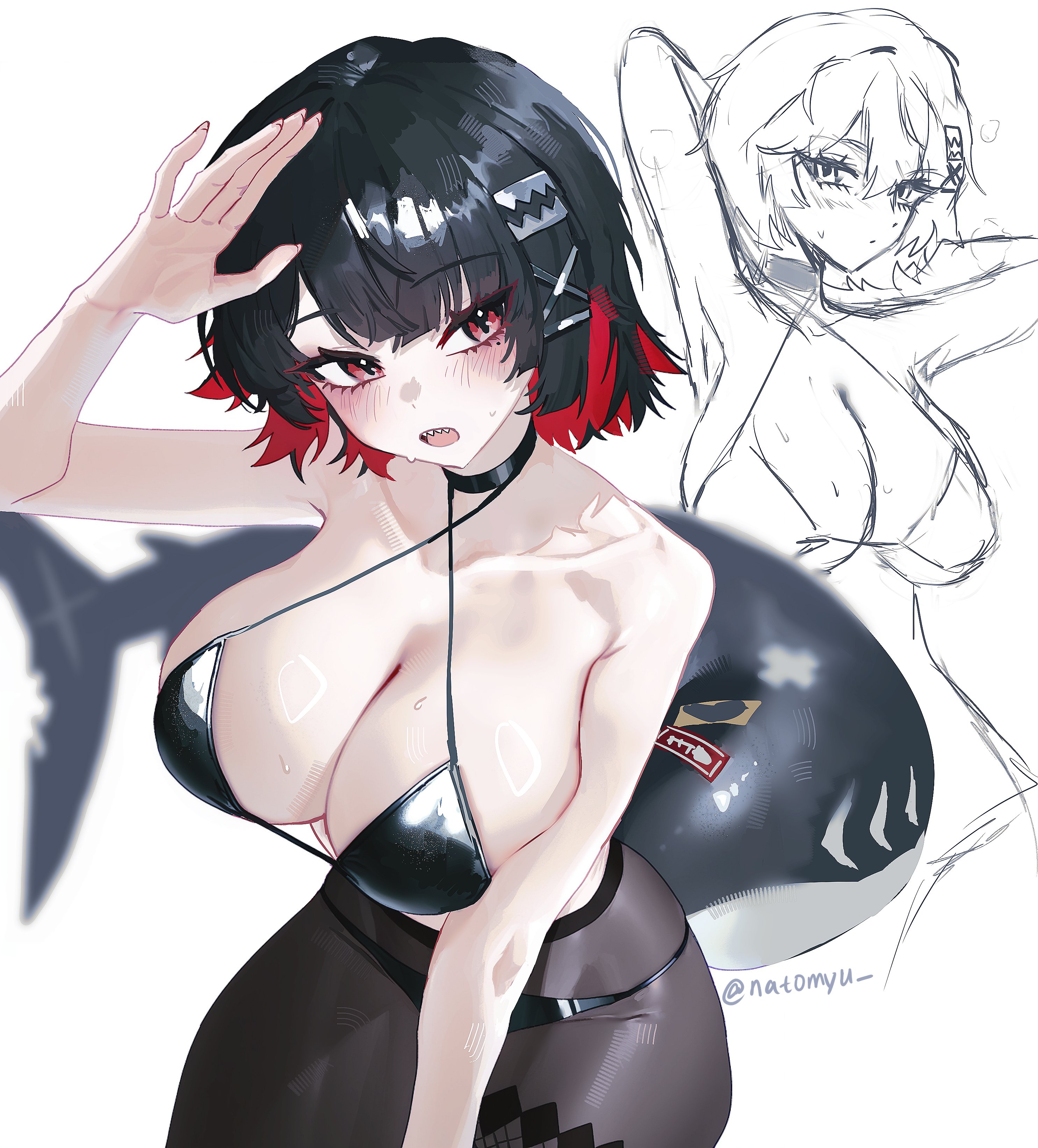 1girls, artist request, bikini, breasts, ellen joe, female, female focus, female only, large ass, large breasts, light skin, light-skinned female, looking at viewer, solo, thick thighs, thighs, wide hips, zenless zone zero