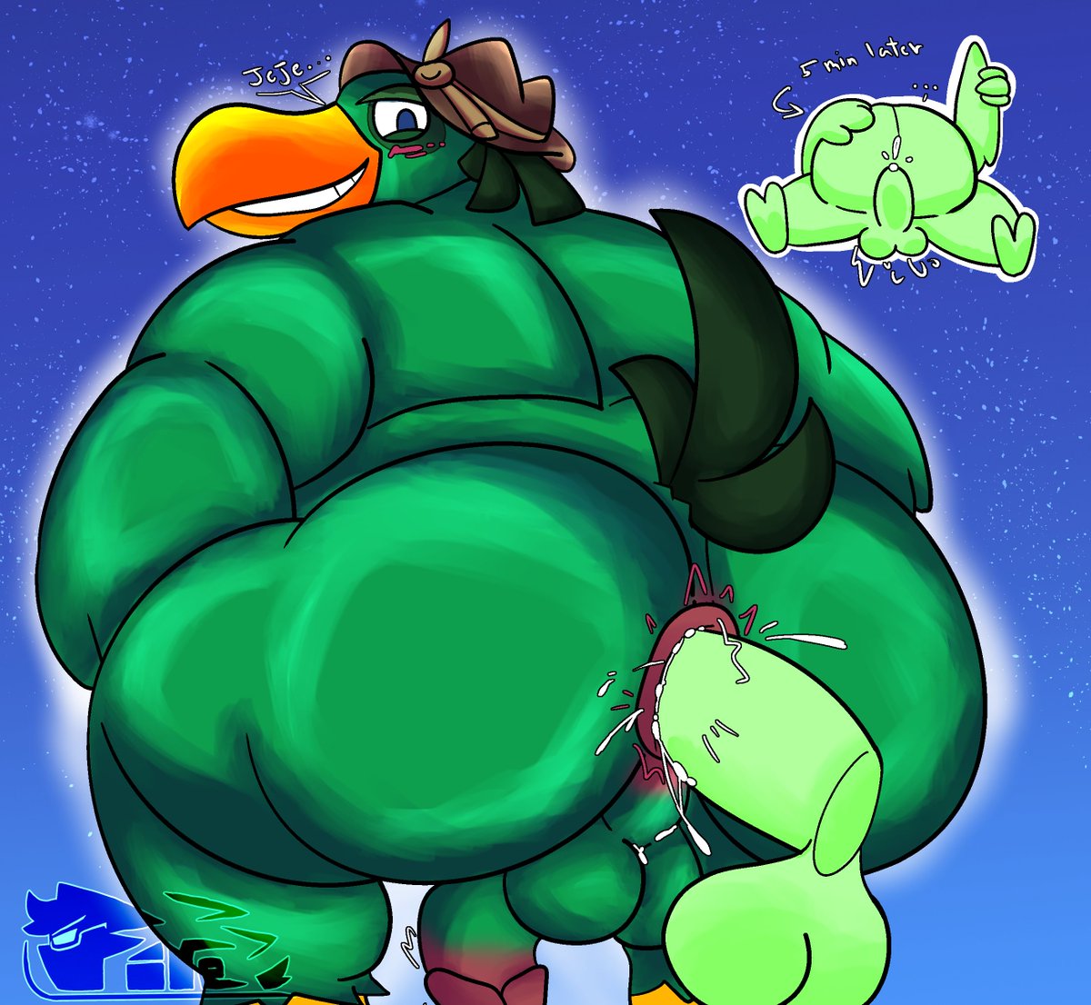 alternate_version_at_source anal_sex angry_birds anonymous_male ass_focus avian bird english_text fireguardz furry_only gay_sex hal_(angry_birds) hat looking_at_viewer looking_back male_only tagme tail