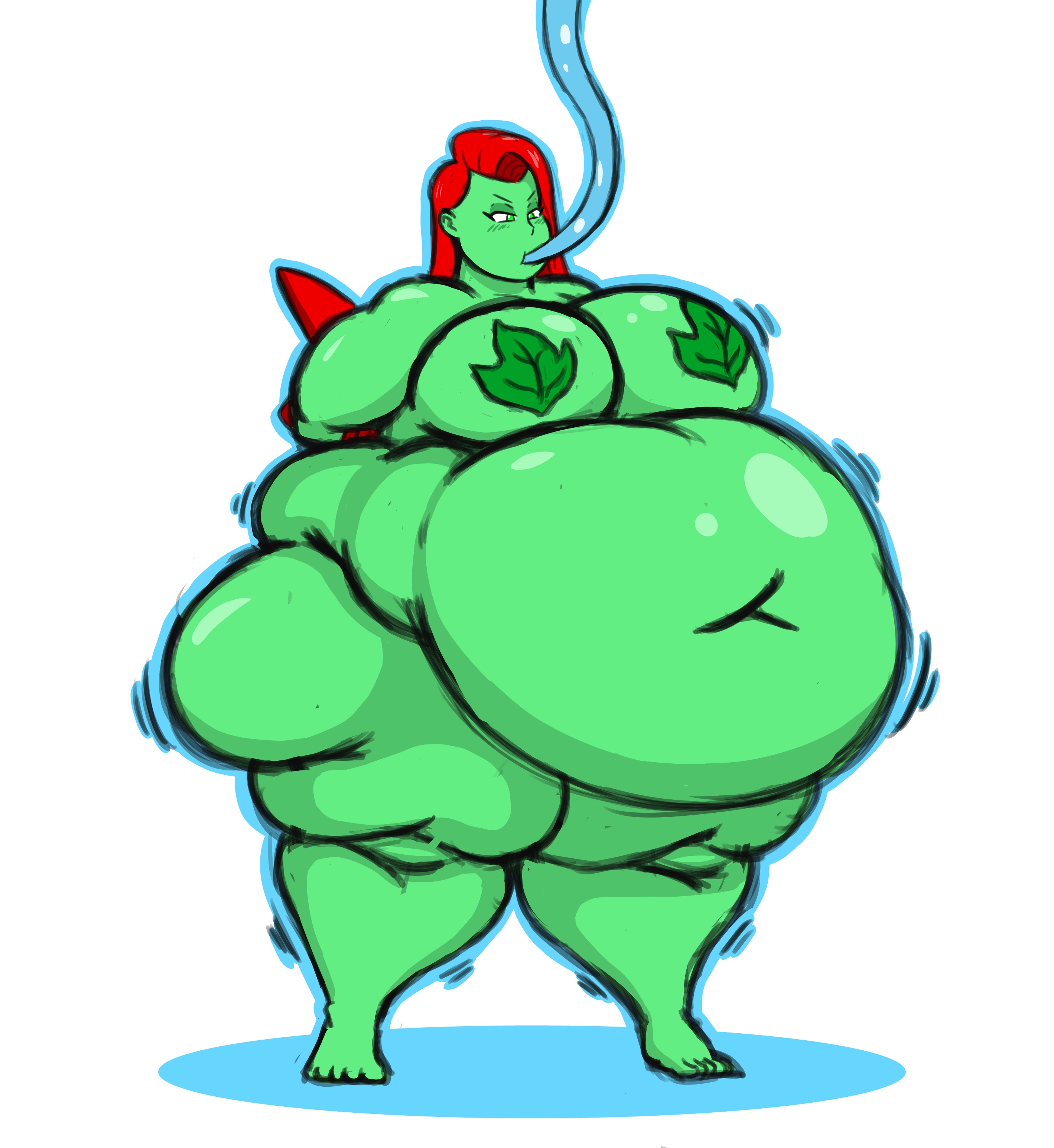 1girls, 2d, batman (series), bbw, belly, belly overhang, big belly, big breasts, breasts, curvy, dc, dc comics, fat, feederism, feeding tube, female, female only, force feeding, green body, green eyes, green skin, green-skinned female, hair, huge belly, human, immobilization, love handles, mizz-britt, motion lines, muffin top, nude, nude female, obese, obese female, overweight, overweight female, pamela isley, poison ivy, red hair, simple background, solo, ssbbw, stuffed, stuffing, thick thighs, tube feeding, voluptuous, weight gain, white background, wide hips