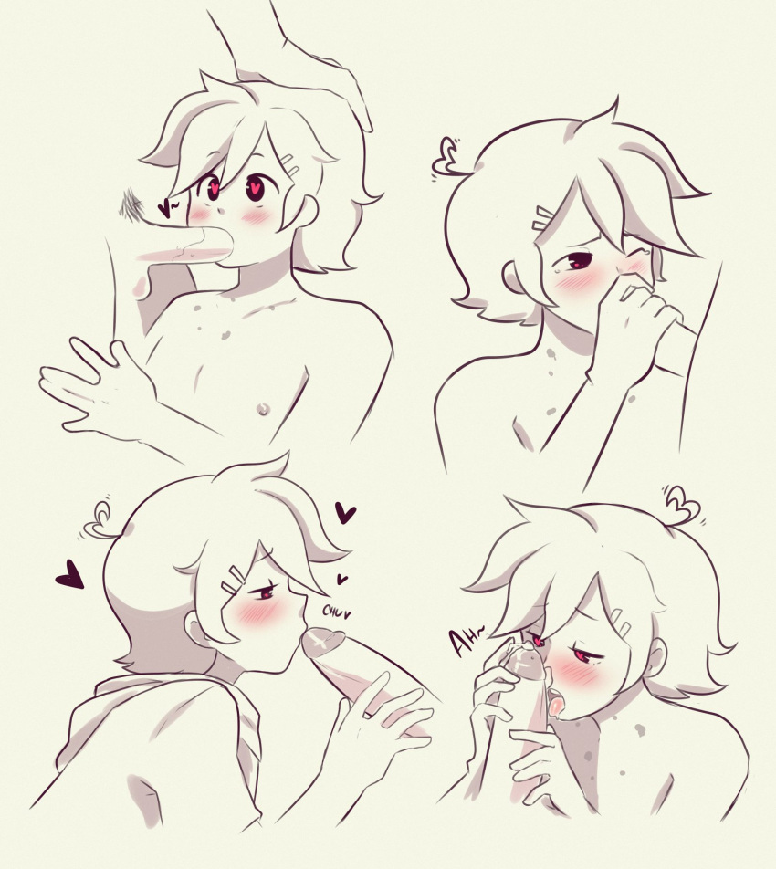 abiwashere, blowjob, character request, femboy, gay, gentle, heart-shaped pupils, kissing penis, licking penis, male, male only, male yandere, oral, penis, sinnohshiba, tagme, yandere