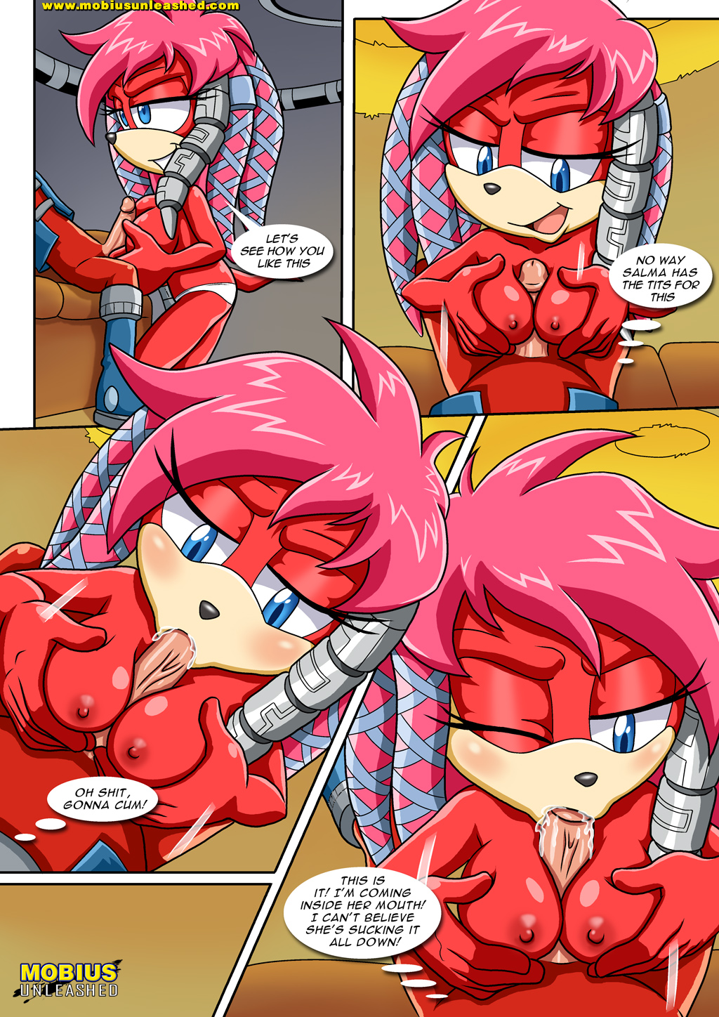 a_strange_affair comic comic_page cum_in_mouth grabbing_own_breast incest lien-da male mother_and_child paizuri palcomix rutan_the_echidna sonic_(series) sonic_the_hedgehog_(archie) sonic_the_hedgehog_(series)