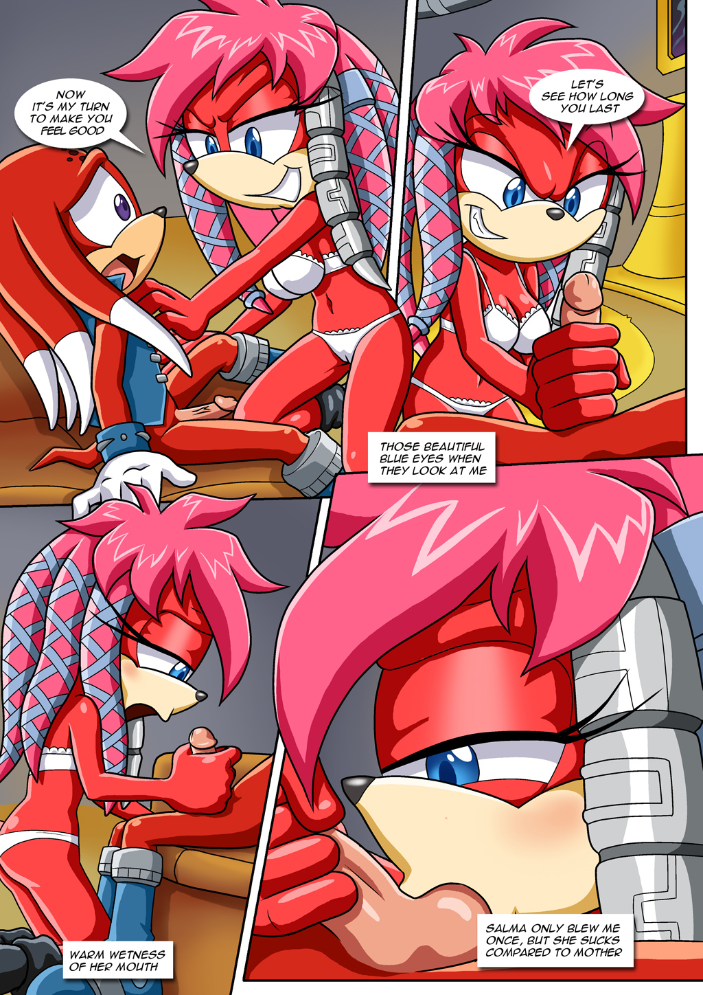 a_strange_affair anthro blush cameltoe comic comic_page incest lien-da male mother_and_son palcomix penis_grab rutan_the_echidna sitting sonic_(series) sonic_the_hedgehog_(archie) sonic_the_hedgehog_(series) sucking_balls