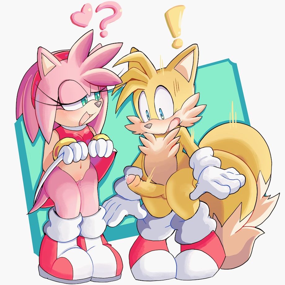 amy rose, clothing, dress, female, furry, pink, pink hair, sonic (series), tails, tails the fox