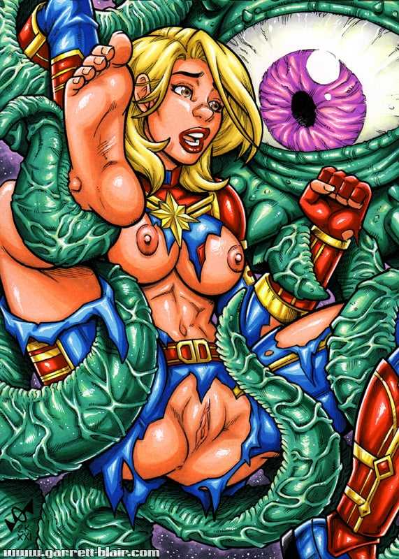 1girls avengers blonde_hair captain_marvel carol_danvers foot garrett_blair gb2k marvel marvel_comics monster pussy rape shuma-gorath shuma_gorath tentacle torn_clothes