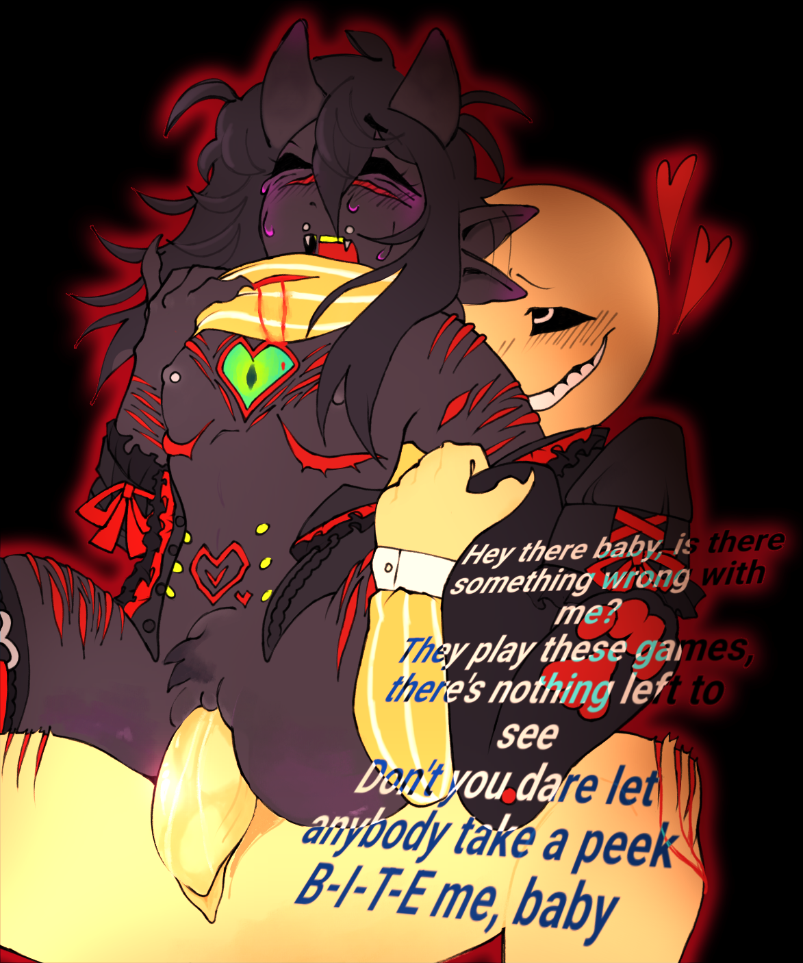blush, blush lines, blushing, blushing male, crying, crying male, crying rape victim, crying while penetrated, crying with eyes closed, fighting back, grabbing from behind, gripping thighs, lyrics, nipple piercing, no remorse, noncon, nonconsensual, obsessed male, paws, penetration, penis in pussy, perverted smile, scar on face, scars, scars on arm, scratches, scratching arm, self harm scars, smiling, smiling at partner, top scars, top surgery scars, trans man, verity (thatmob), yellow body, youtube, youtuber