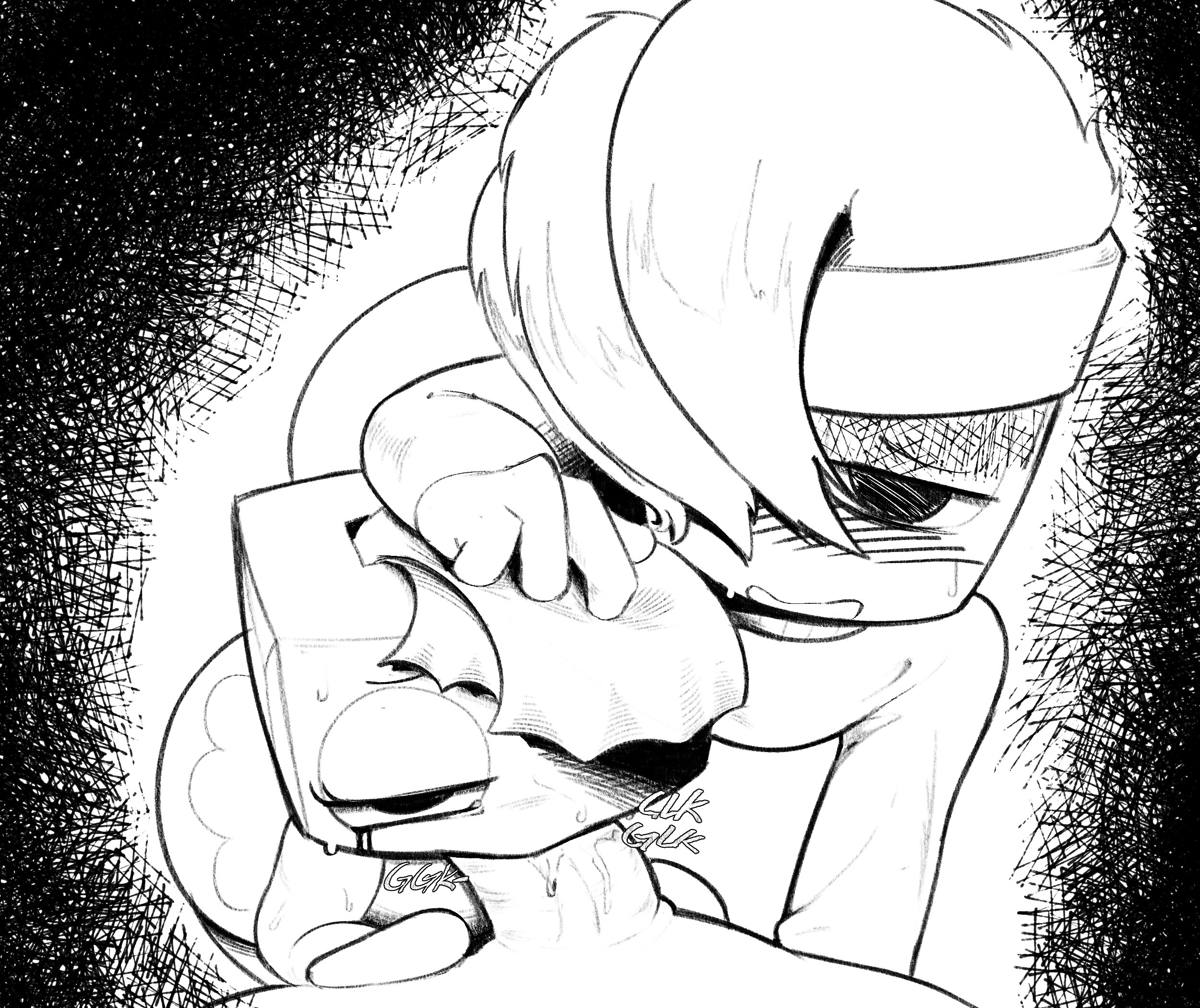 1boy, angst face, black and white, blowjob, blowjob face, blushcrunch studio, brusha (dandy's world), crying, dandy's world, dandys world, dubcon, dubious consent, hand on another's head, monkiebrained, punishedtooner, roblox, tagme, tisha (dandy's world), two females