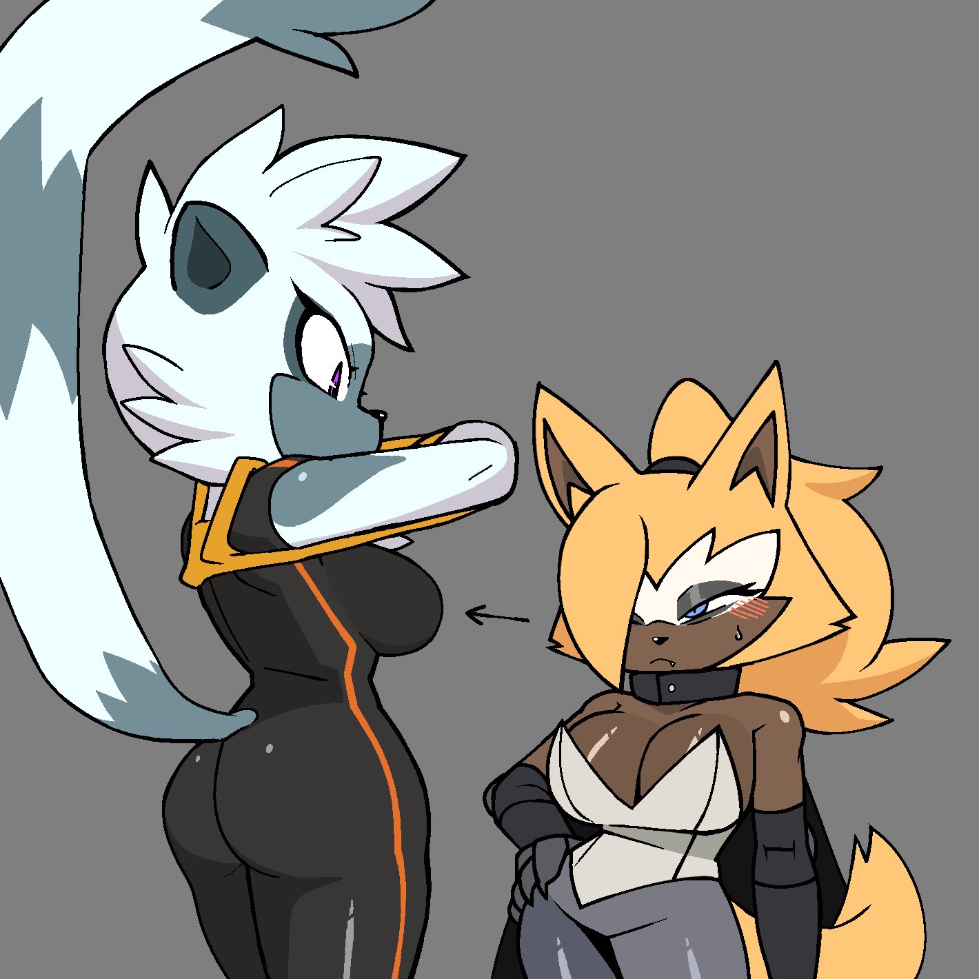 2girls, horny female, lesbian, looking at breasts, ryuuuk1, sega, sonic (series), sonic the hedgehog (comics), sonic the hedgehog (idw), sonic the hedgehog (series), tangle the lemur, tanglexwhisper, voluptuous female, whisper the wolf