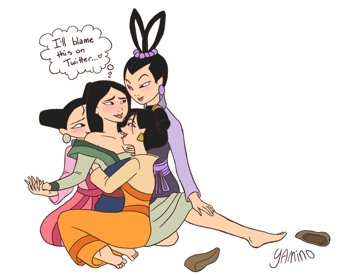 4girls disney disney_princess fa_mulan female female_only human lesbian mei_(mulan) mulan multiple_females multiple_girls su_(mulan) text ting-ting_(mulan) white_background yamino yuri