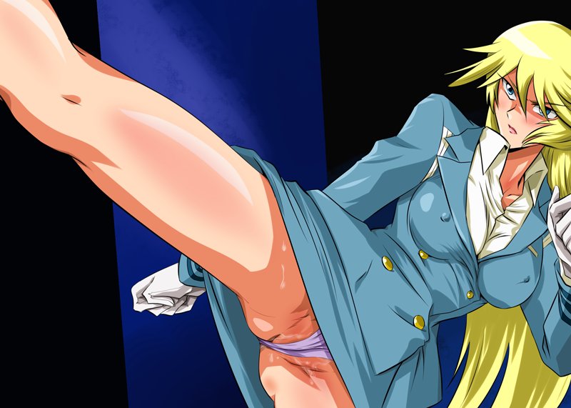 blonde_hair blush clothing green_eyes panties sherry_leblanc straw_(artist) yu-gi-oh! yu-gi-oh!_5d's