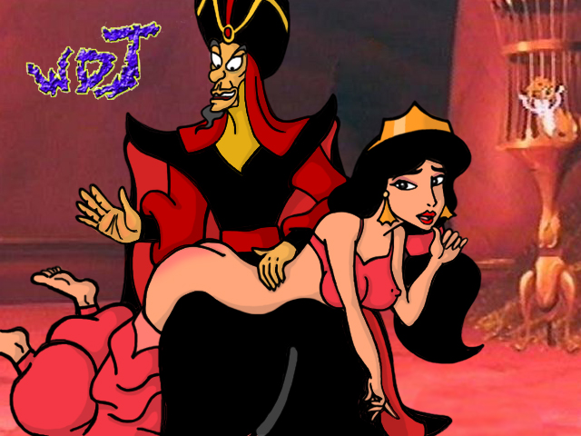 aladdin arabian_clothes ass clothed_male_nude_female crown cub disney disney_princess evil_queen_jasmine female harem_outfit human jafar male panties_down princess_jasmine rajah slap spanking straight tagme wdj