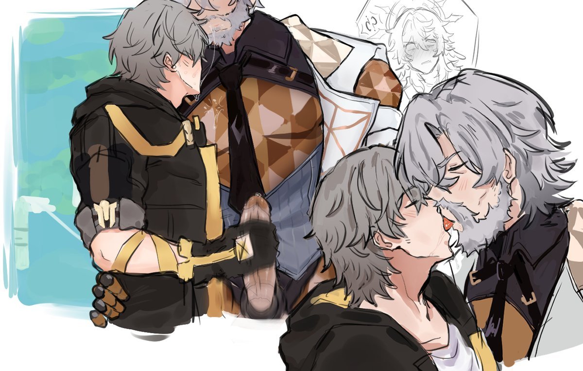 2boys, age difference, artist request, background character, blush, blushing, caelus (honkai: star rail), character request, circumcised, cyborg, cyborg boy, daddy, dilf, dominant, dominant male, fully clothed, gay, gay domination, gay male, honkai: star rail, hoyoverse, jerking, jerking off, jerking off another, kissing, looking at another, looking at partner, making out, male, male focus, male only, male/male, masturbation, mihoyo, multiple images, multiple views, outdoors, penis out, precum, public masturbation, public nudity, robot, robot boy, robotic, saliva, saliva trail, shocked, shocked expression, spit, spit trail, stroking, stroking penis, submissive, submissive male, sunday (honkai: star rail), voyeur, voyeurism, watching, yaoi