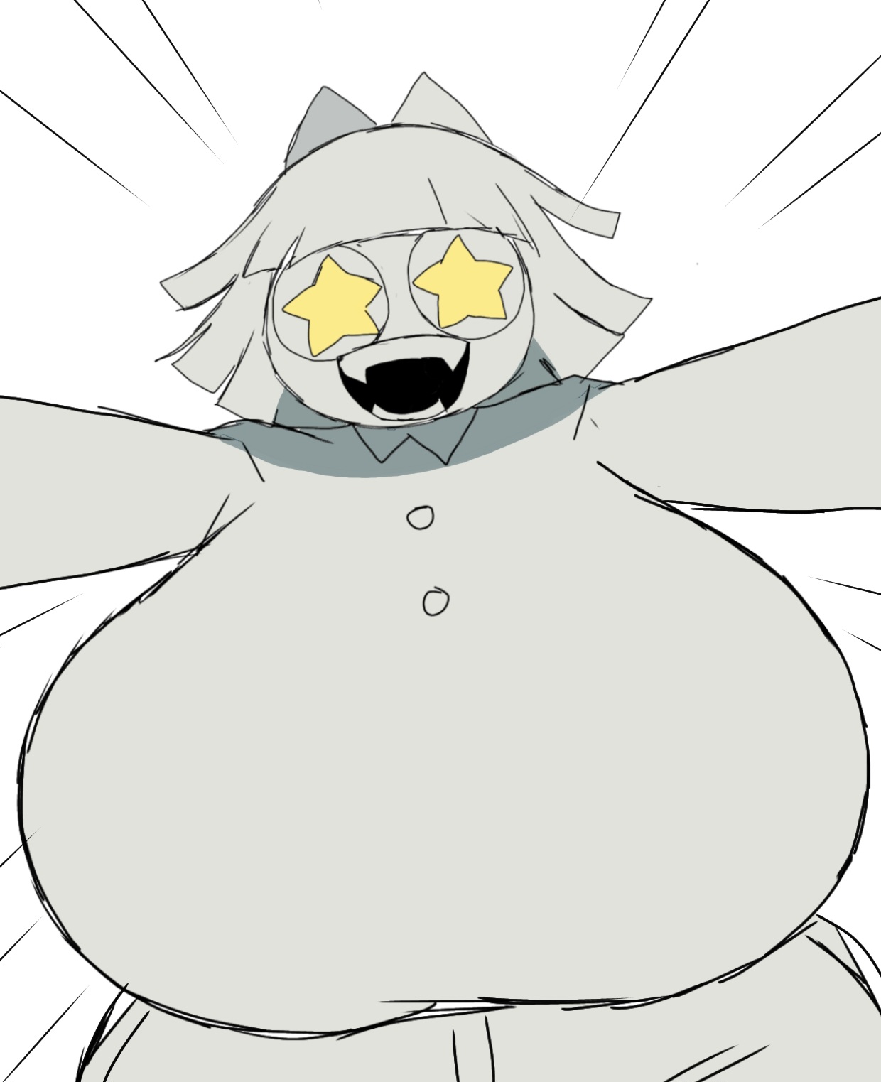 big breasts, big thighs, bow, claire (fundamental paper education), eyes sparkling, fundamental paper education, hug, momiji (artist), open mouth