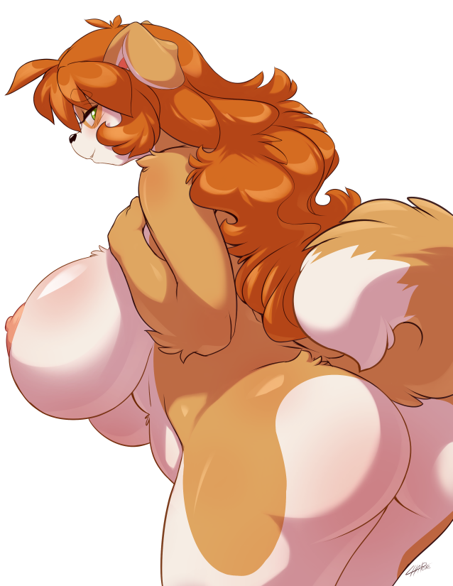 1girls animal_ears anthro areola areolae ass big_ass big_breasts breasts chalo dog_ears female female_only furry furry_only green_eyes kibbles kibbles_(uberquest) long_hair looking_to_the_side naked nipples no_humans nude nude_female open_eyes orange_hair pink_areola pink_nipples side_view snout solo solo_female solo_focus transparent transparent_background uberquest webcomic webcomic_character