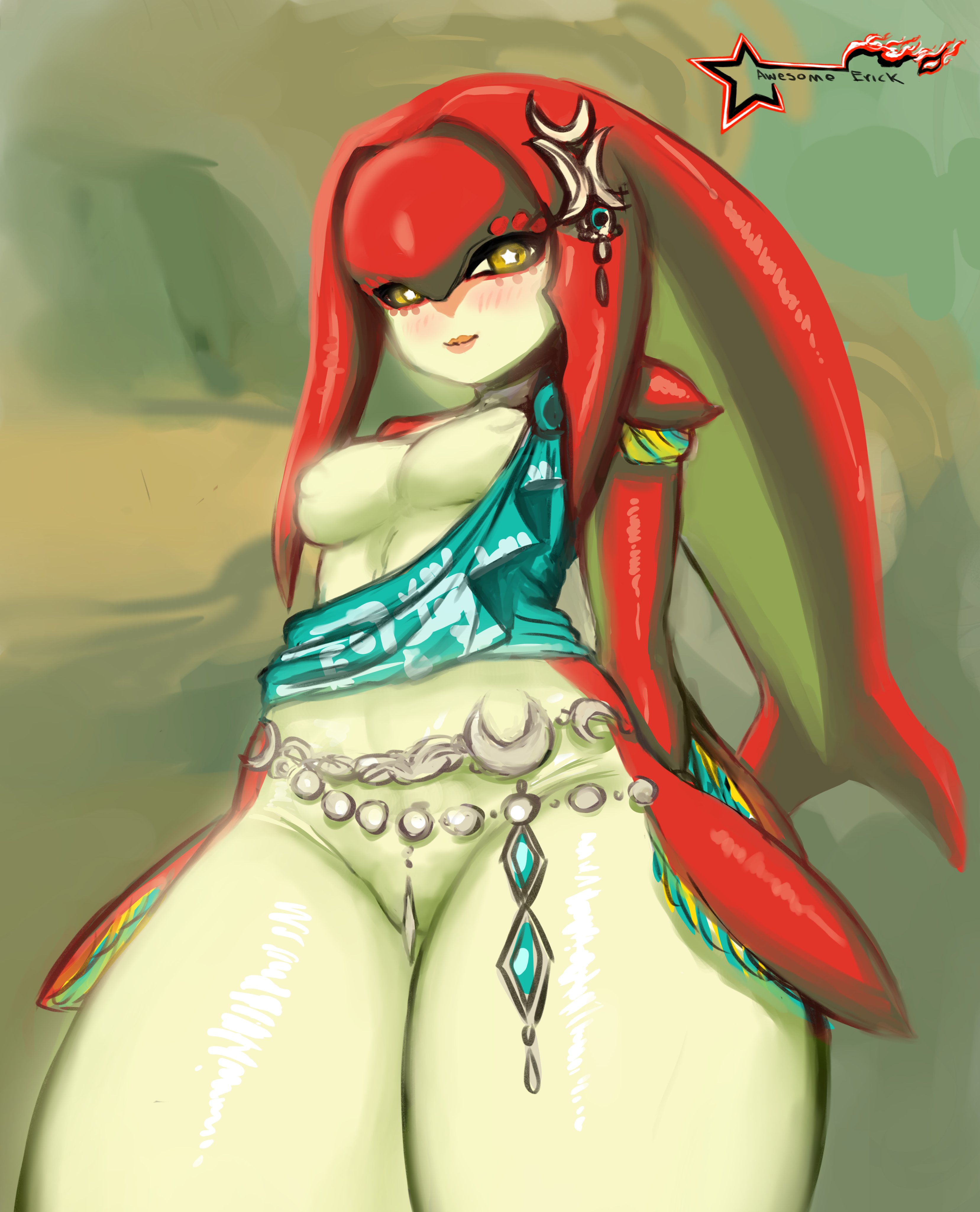 1girls, awesomeerix, breath of the wild, female, female only, mipha, solo, the legend of zelda, the legend of zelda: breath of the wild, zora