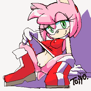 amy_rose clothing dress exposed_pussy furry nipple_bulge pink_hair solo sonic_(series) tojyo