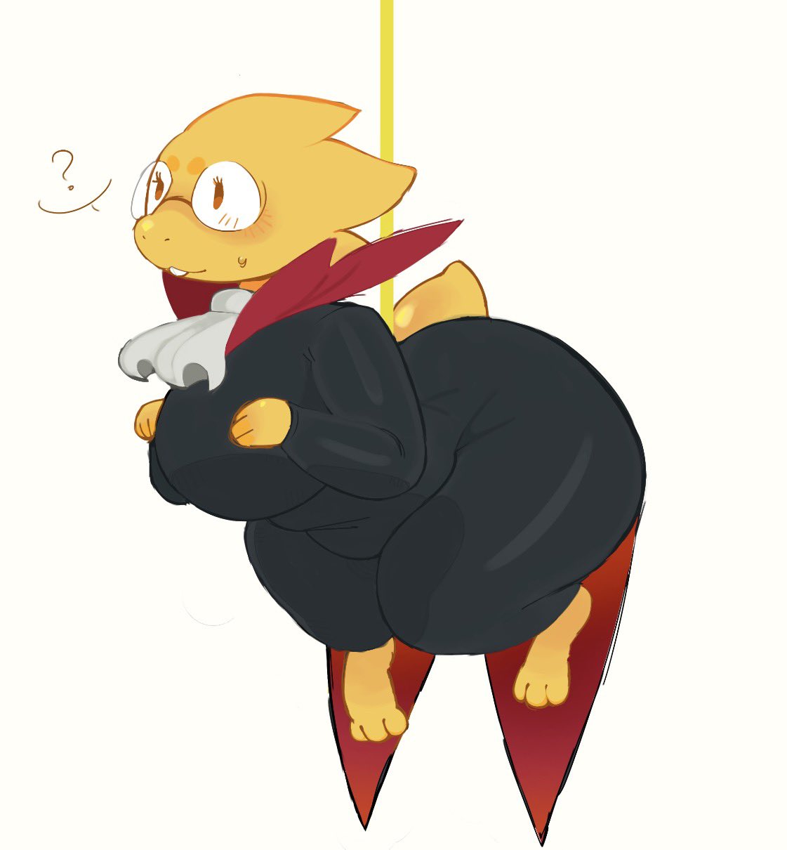 1female 1girl 1girls ? alphys alphys_(undertale) artist_request ass big_ass big_breasts breasts clothed clothed_female clothing deltarune deltarune_chapter_5 female female_focus female_only fully_clothed open_eyes scene_reference simple_background solo_focus source_request thick_thighs thighs toby_fox undertale undertale_(series) white_background wide_hips