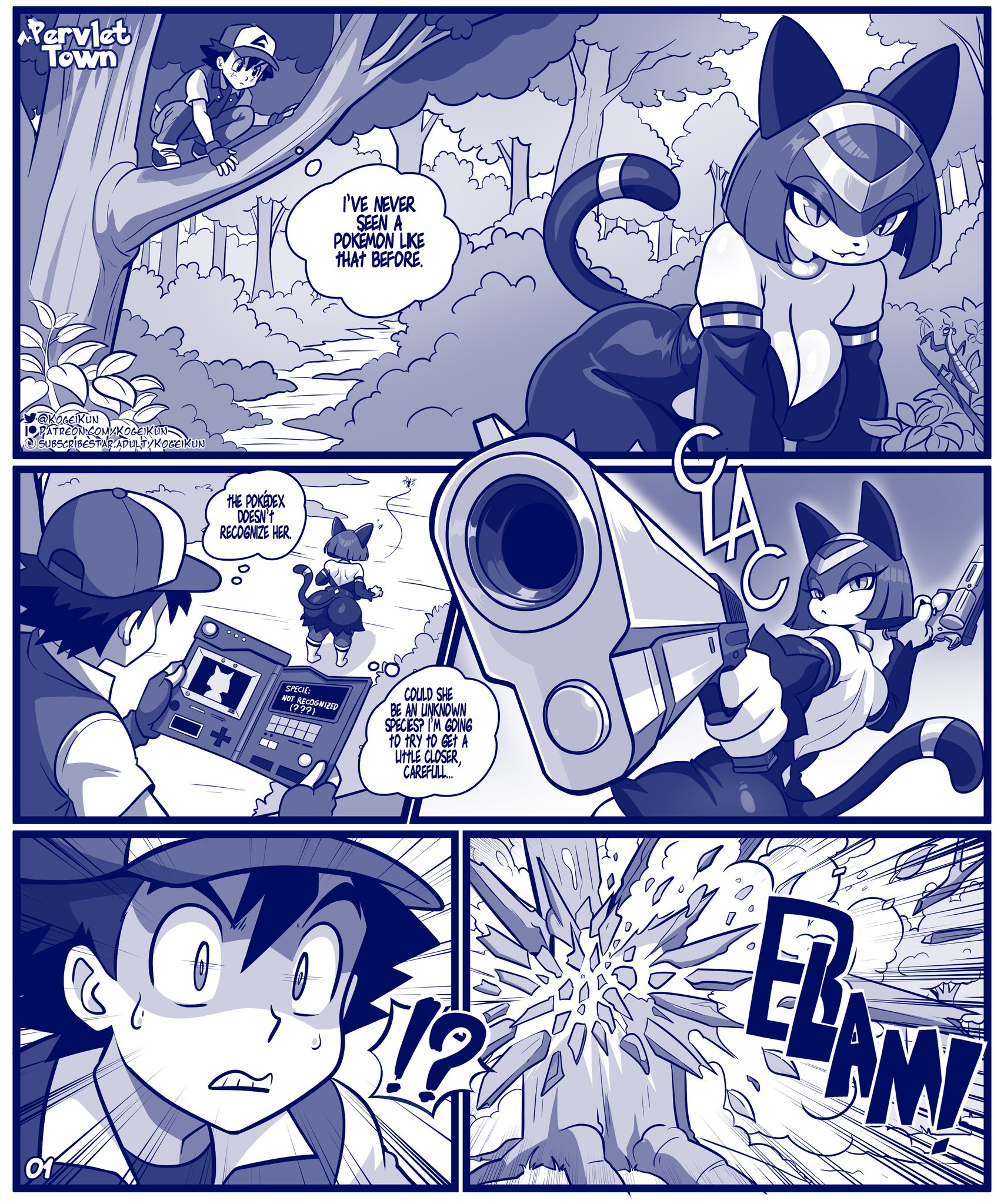 ash ketchum, big ass, big breasts, big butt, breasts, cat, cat ears, cat tail, dangerous, gun, huge ass, huge breasts, kogeikun, palworld, pokemon, satoshi (pokemon), sekhmet (pal), tits, wide hips