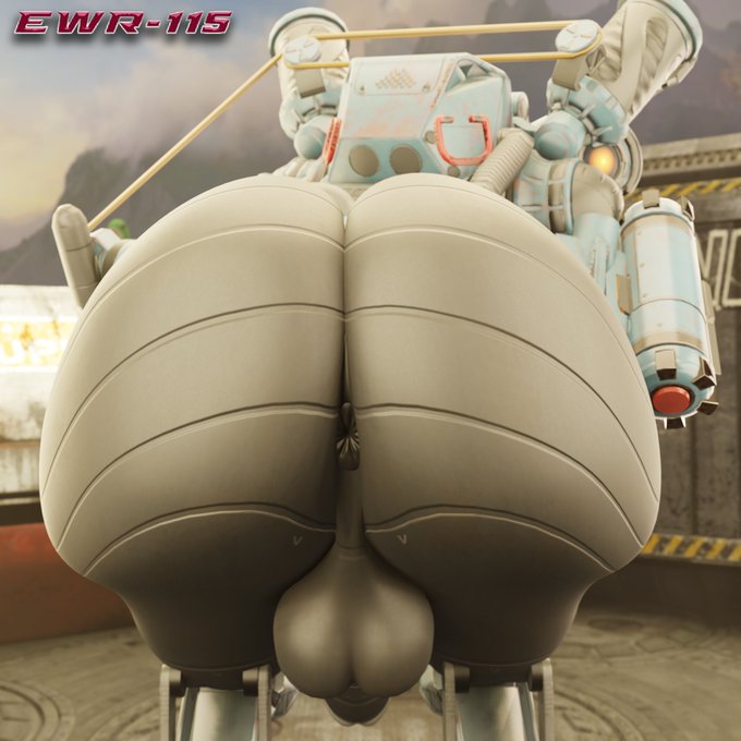 3d anus apex_legends ass balls big_ass big_butt ewr-115 looking_at_viewer male male_only pathfinder_(apex_legends) presenting_hindquarters solo_male