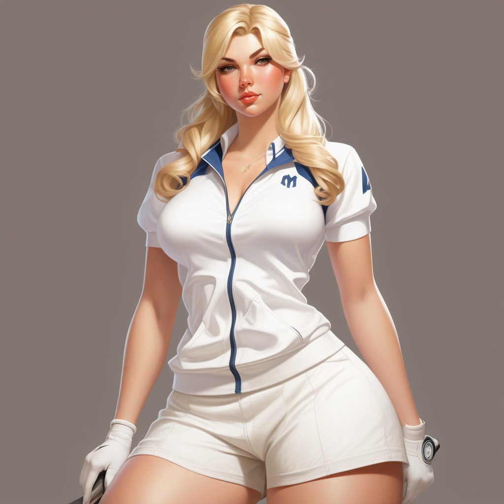 ai_generated beautiful big_breasts blonde_female blonde_hair skirt sporty thick_thighs wide_hips