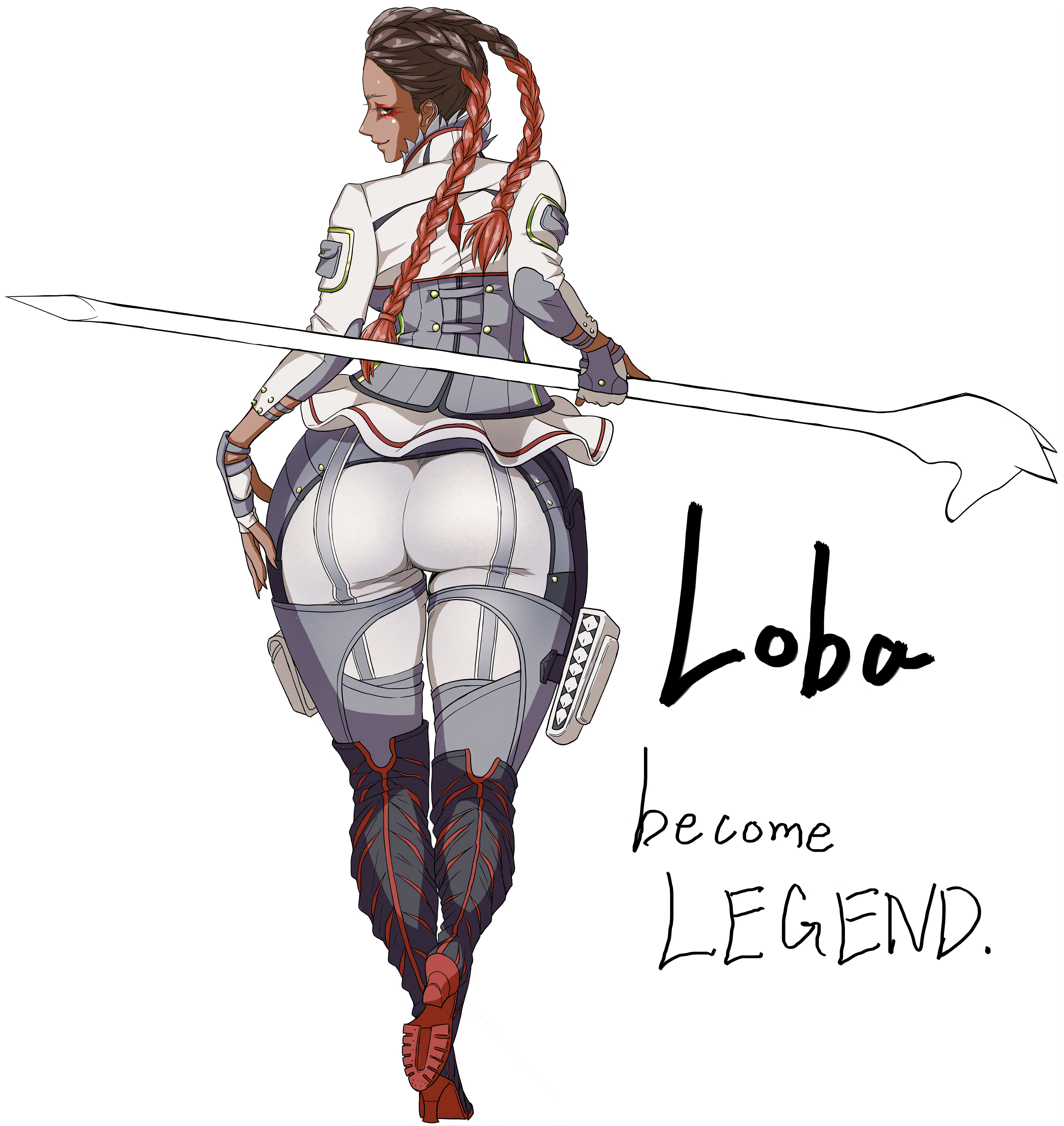 2d, apex legends, artist request, ass, back view, belt, big ass, big breasts, big butt, big hips, big thighs, bottom heavy, breast squeeze, breast squish, breasts, breasts out, bubble ass, bubble butt, bursting breasts, bursting butt, bursting clothes, cameltoe, female, gigantic ass, gigantic butt, loba (apex legends), looking at another, outgrowing clothes, pussy, skin tight, skin tight suit, stretched clothing, thick, thick ass, thick hips, thick legs, thick thighs, tight clothes, tight clothing, tight pants, tights, viewed from behind, viewed from below