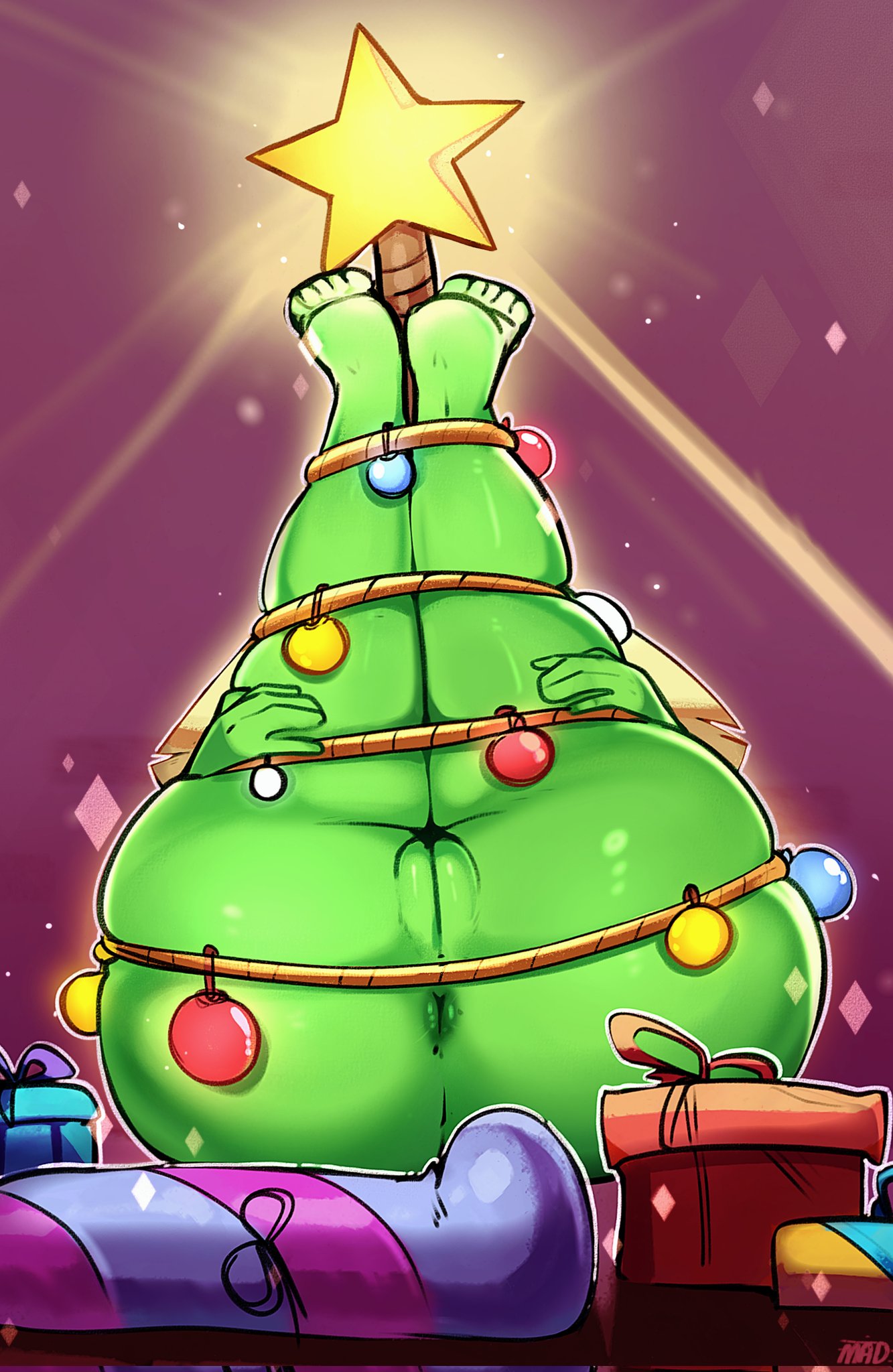 anus ass asshole big_ass big_butt cartoon_network christmas christmas_tree female_focus female_only gem_(species) green_skin huge_ass huge_butt large_ass legs_up madheaven peridot_(steven_universe) presenting_anus presenting_hindquarters pussy shortstack star steven_universe thick_thighs vagina