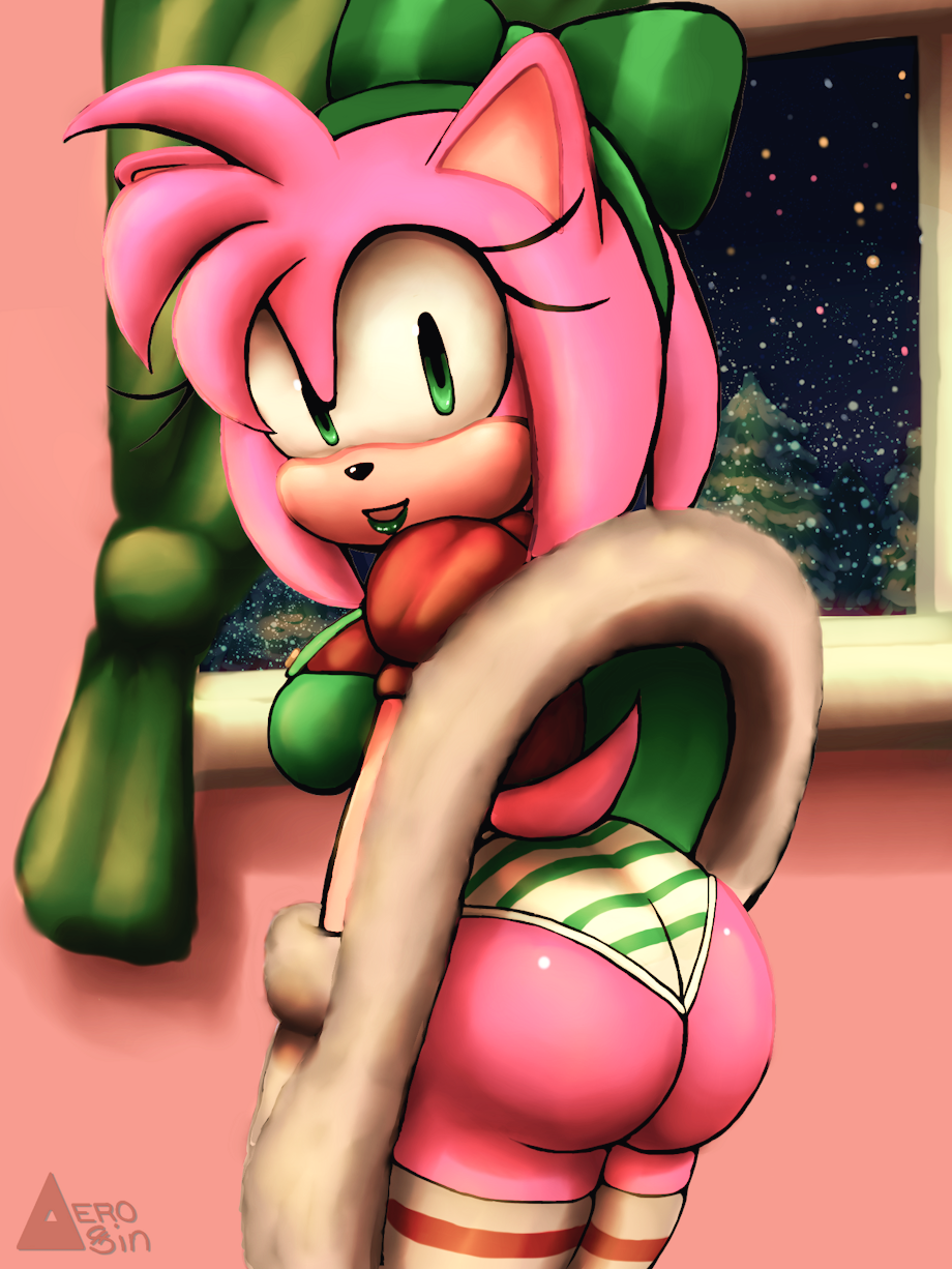 aerosin amy_rose christmas clothing furry panties pink_fur pink_hair sonic_(series)