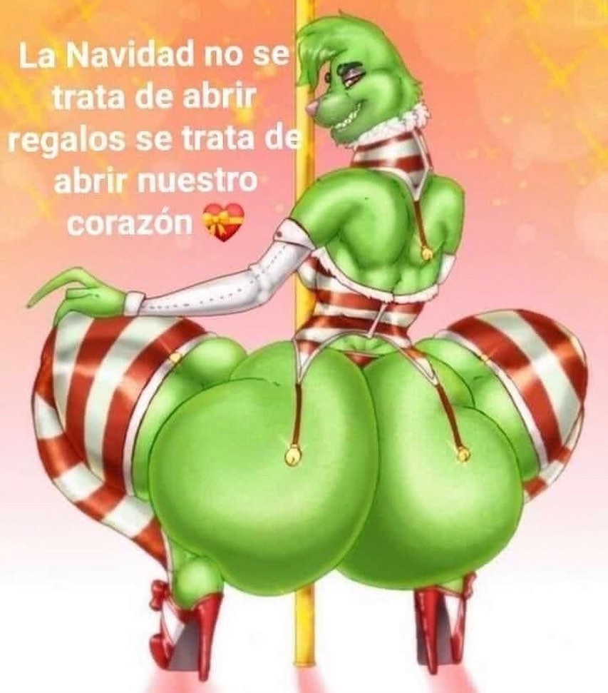 1girls ass big_ass cheek_tuft christmas christmas_clothing dr_seuss female female_only fur_trim green_eyes green_fur green_skin grinch high_heels holidays how_the_grinch_stole_christmas huge_ass pole pole_dancing rule_63 solo spanish_text squatting tagme the_grinchess thick_thighs translation_request xtrent968