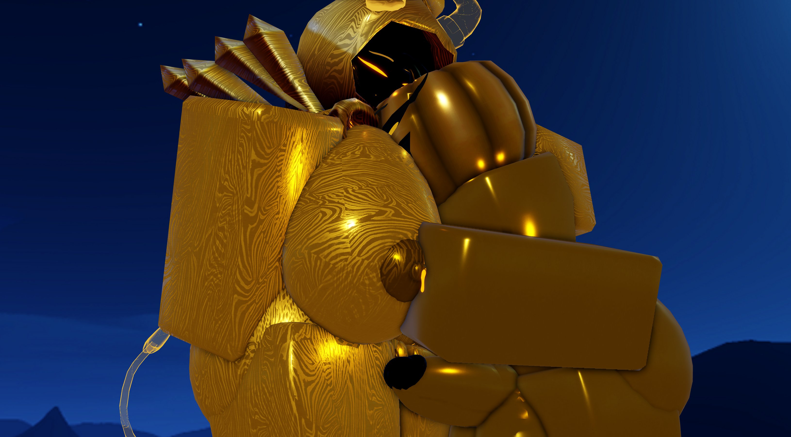 1boy, 1girls, 3d, ass, aurela (lampshaderr34), big ass, big breasts, big penis, breasts, dominus, female, femboy, femboy on female, goddess, gold, gold (metal), gold jewelry, imminent sex, lampshaderr34, male, male/female, penis, pumpkin, pumpkin head, roblox, robloxian, tagme