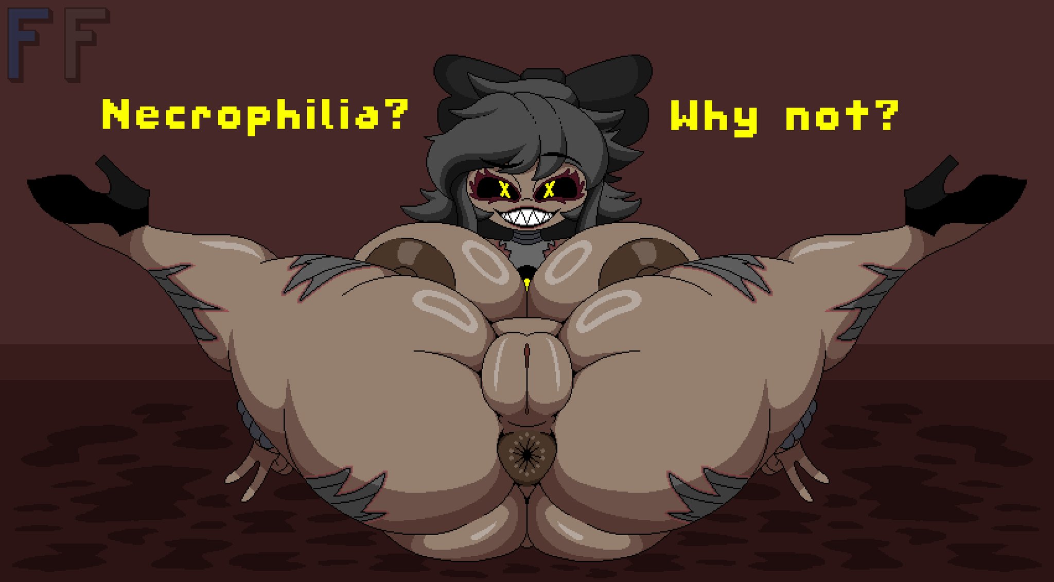 anus, ass, cyn (murder drones), cyntessa (murder drones), exciting, face erotic, female, female only, full body, full color, fully nude, high heels, murder drone, murder drones, murderer, pixel art, pussy, saycopfakacrtm, sexy, sexy body, sexy female, sexy pose, sexy pussy, skinsuit, smile, smile at viewer, smiley face, wearing skin