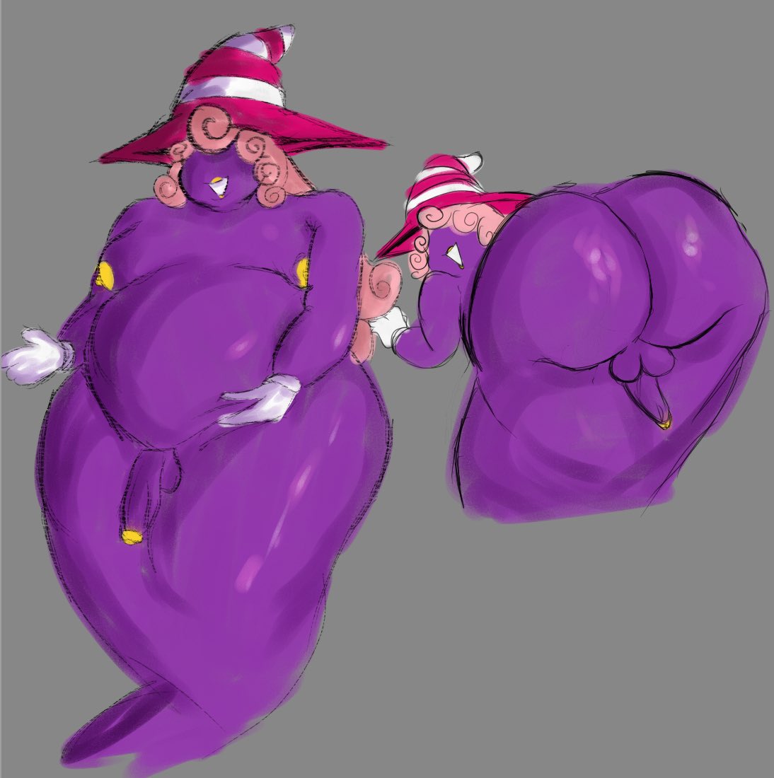1futa, 1girls, areola, areolae, ass, balls, big ass, big butt, breasts, bubble ass, bubble butt, chubby, chubby futa, fat ass, flaccid, flaccid penis, futa only, futanari, hair, huge ass, huge butt, mario (series), milkatonal, nintendo, nipples, paper mario, paper mario: the thousand-year door, penis, pink hair, purple body, purple skin, small breasts, solo, thick thighs, thighs, trans, trans woman, transfem, transgender, vivian (paper mario), witch hat