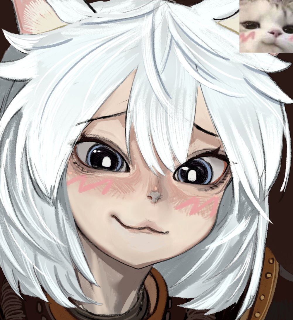 101ho, 1girls, cat ears, cat girl, catgirl, comic, fangs, felinid, felinid sisters comic (101ho), female, meme, pale skin, pale-skinned female, short hair, sister of battle, warhammer (franchise), warhammer 40k, white body, white fur, white hair, white skin