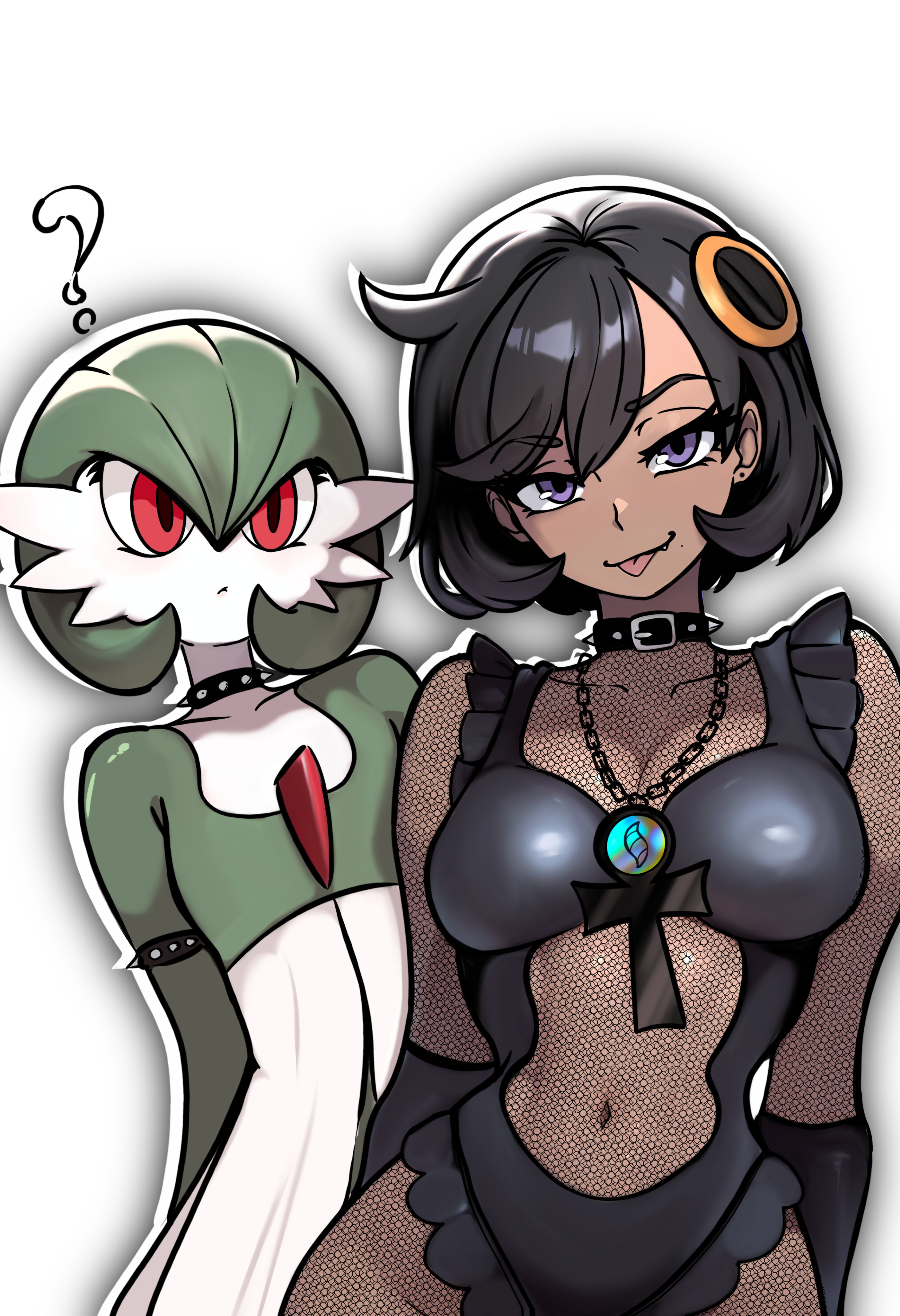 1girls, 2girls, ai generated, breasts, dark skin, dark-skinned female, emma (pokemon), female, female focus, female only, gardevoir, goth, goth girl, large breasts, looking at viewer, matiere (pokemon legends: z-a), matiere (pokemon), nintendo, pokemon, pokemon legends: z-a, redpostit, sirnight, wide hips