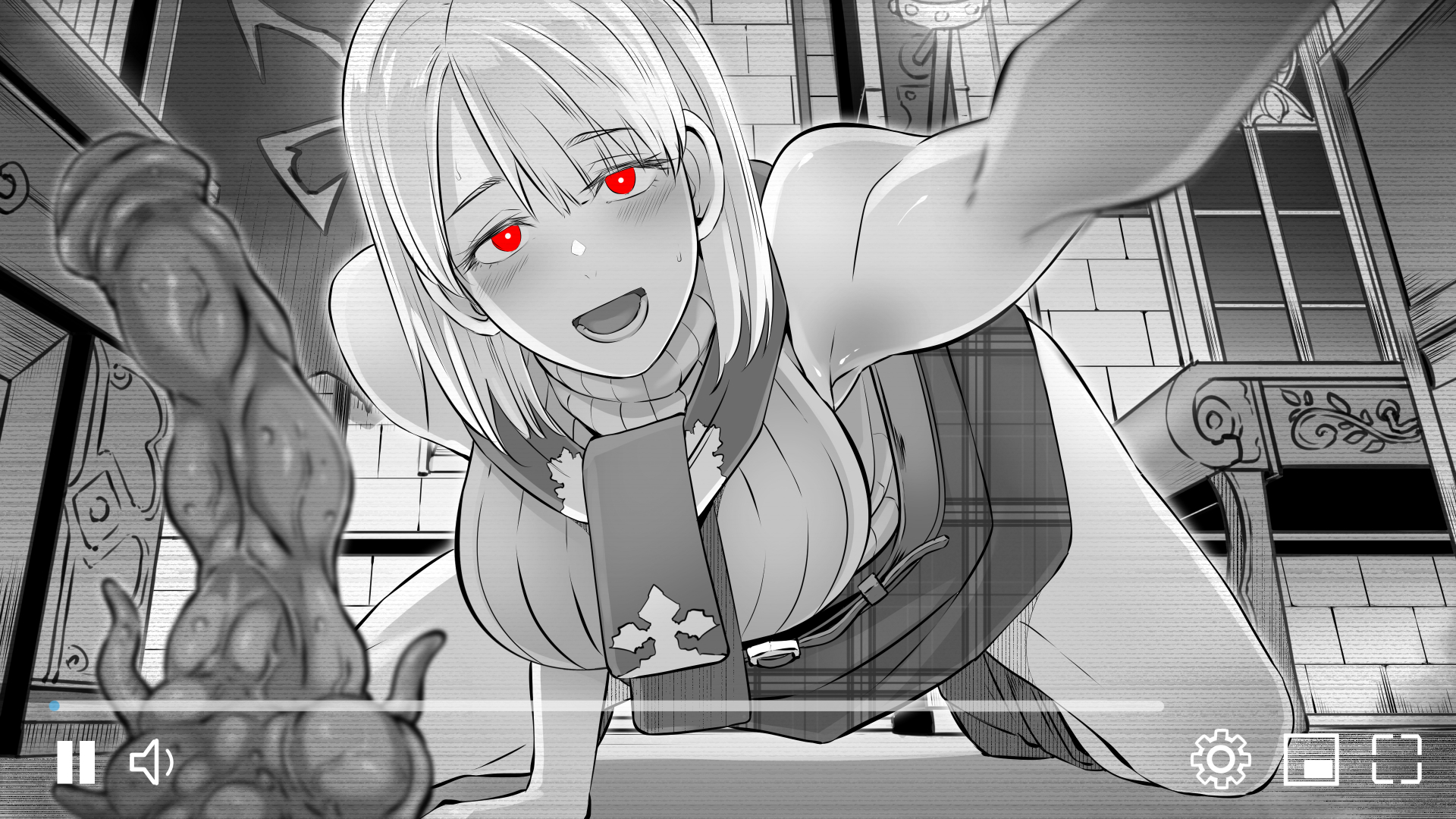 16:9, 1girls, ashley graham, ashley graham (brooke elizabeth mathieson), butcha-u, corruption, dildo, female, las plagas, miniskirt, parasite, possession, resident evil, resident evil 4, sex toy, skirt, solo female, solo focus, tentacle