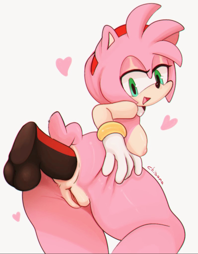 amy rose, anal, anal sex, anthro, anus, breasts, chisana, disembodied penis, female, female penetrated, fur, furry, heart, male, male penetrating, male penetrating female, male/female, nude, penetration, penis, pink fur, pink hair, pussy, shadow the hedgehog, sonic (series), tail