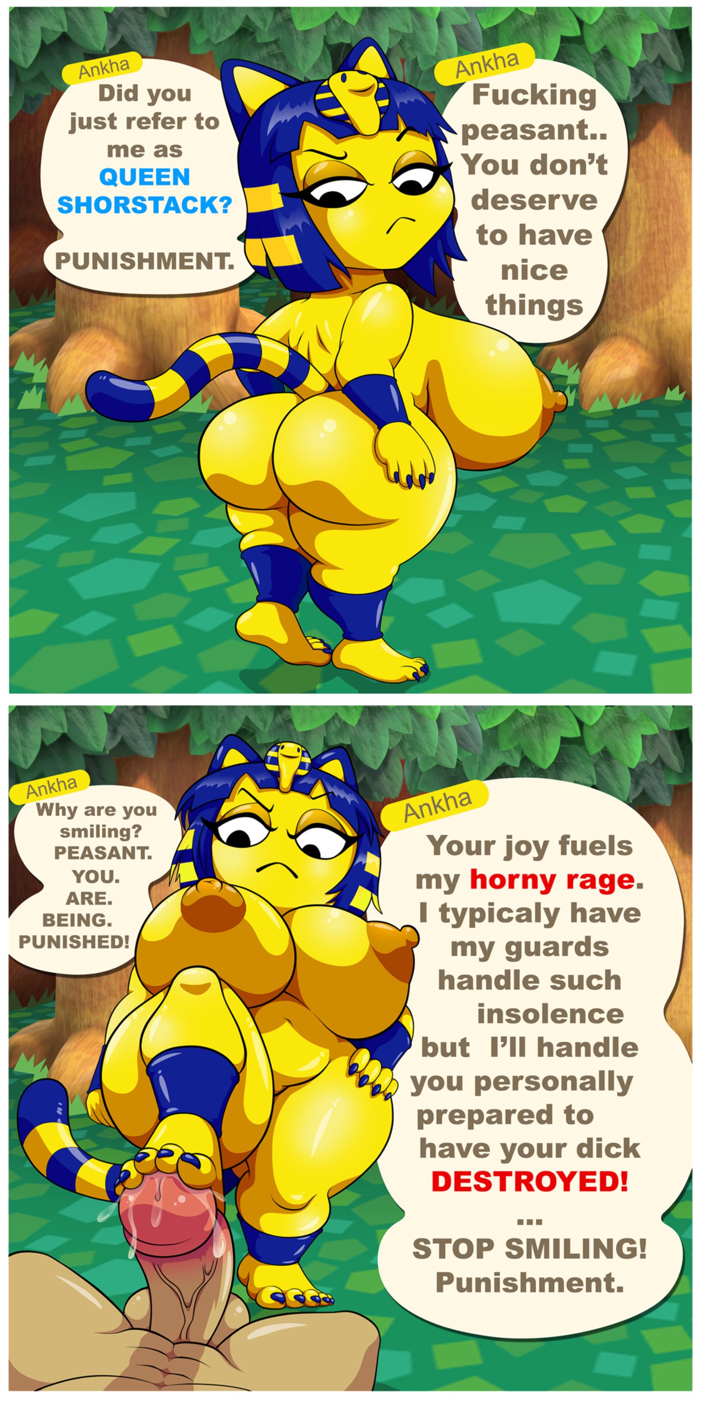 1boy 1girls absurd_res animal_crossing ankha ankha_(animal_crossing) areola ass barefoot big_ass big_breasts breasts female femdom foot_on_penis footjob fuckgirl genitals hi_res huge_breasts naked nintendo nipples penis shortstack stepping_on_penis thebigmansini thegeckoninja video_games