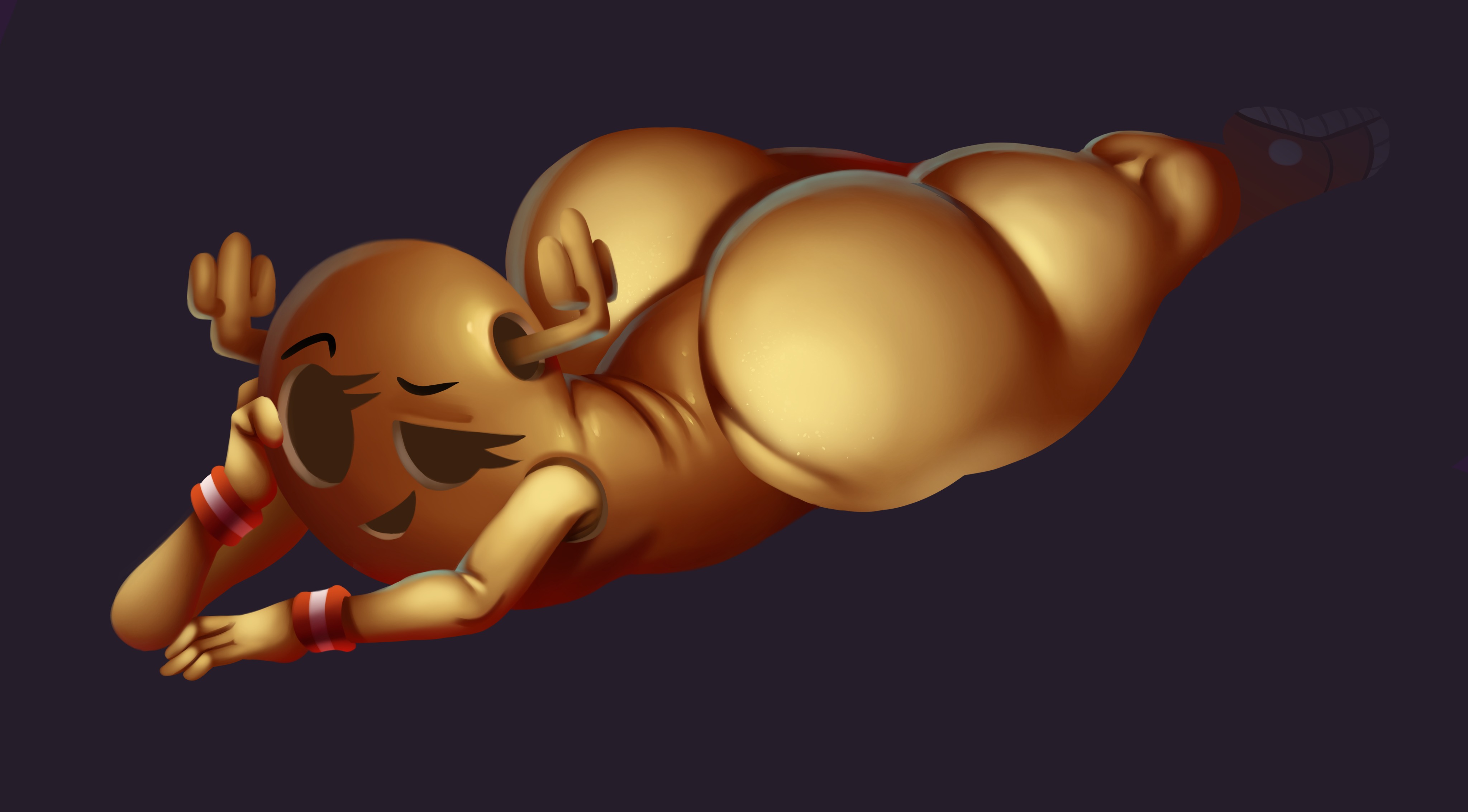 absurd res, ass, big ass, big butt, black background, cartoon network, female, hand on face, hi res, horn, humanoid, isolatedartest, lying, mammal, narrowed eyes, penny fitzgerald, penny fitzgerald (peanut), simple background, smile, solo, the amazing world of gumball, thick thighs, wide hips