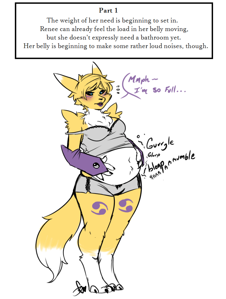 anthro anthro_only big_belly big_breasts big_hips digestion digestion_noises digimon fan_character female female_only furry hips huge_ass implied_scat renamon renee squidbiscuit stomach