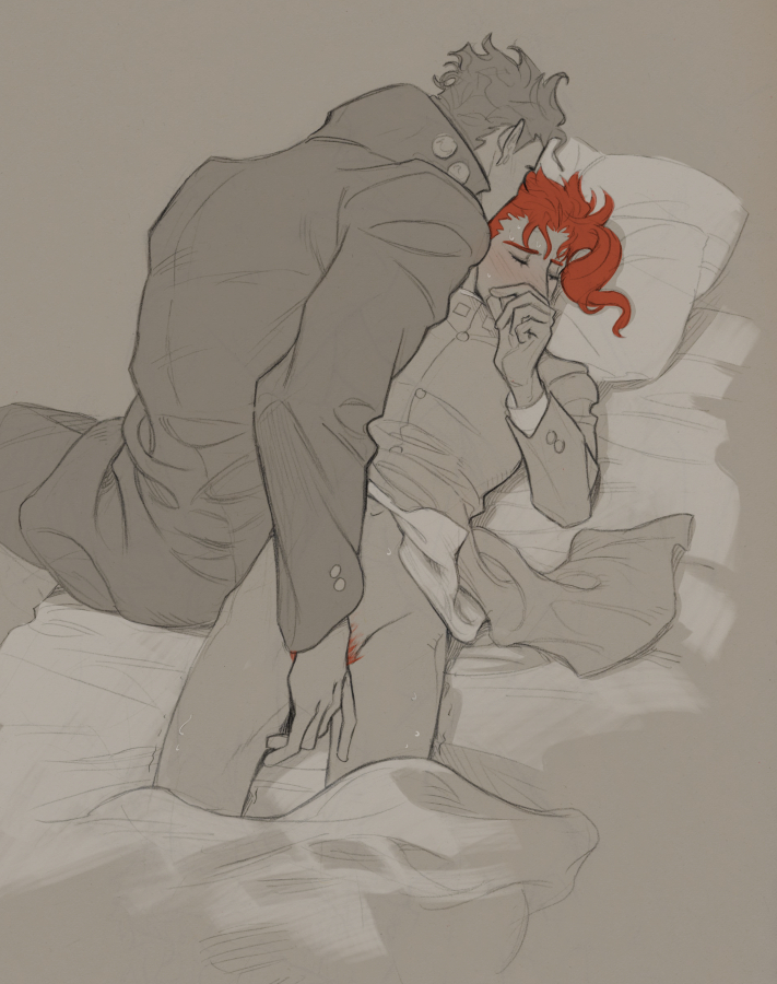 2boys, gay, jojo's bizarre adventure, jotaro kujo, male, male focus, male only, male/male, noriaki kakyoin, stardust crusaders, yaoi