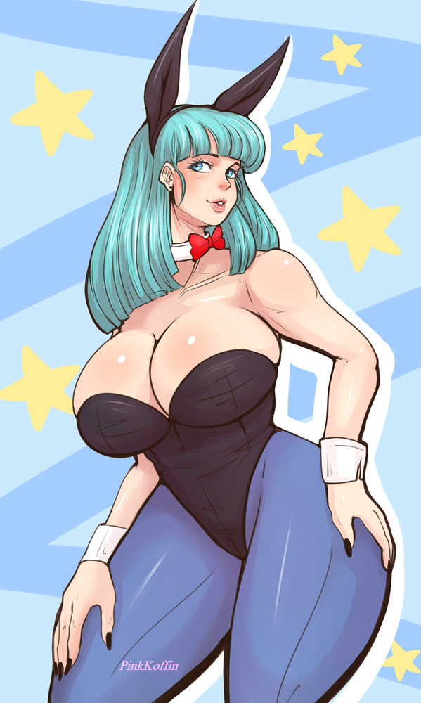 1girls, aqua hair, big breasts, black leotard, black nails, blue eyes, breasts, bulma (bunny), bulma briefs, bunny ears, bunnysuit, cleavage, cuffs, curvy, dragon ball, dragon ball (classic), female, female only, fully clothed, huge breasts, large breasts, leotard, medium hair, painted nails, pantyhose, pinkkoffin, pose, shounen jump, sideboob, smile, solo, solo female, strapless, strapless leotard, tagme, teenager, thick, thick thighs, thunder thighs, voluptuous