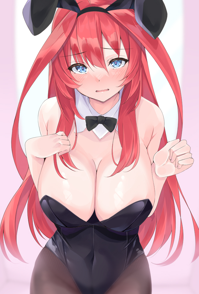 1girls, bunny ears, bunny girl, bunnysuit, curvy, female, female only, go-toubun no hanayome, micosivaa, nakano itsuki, solo