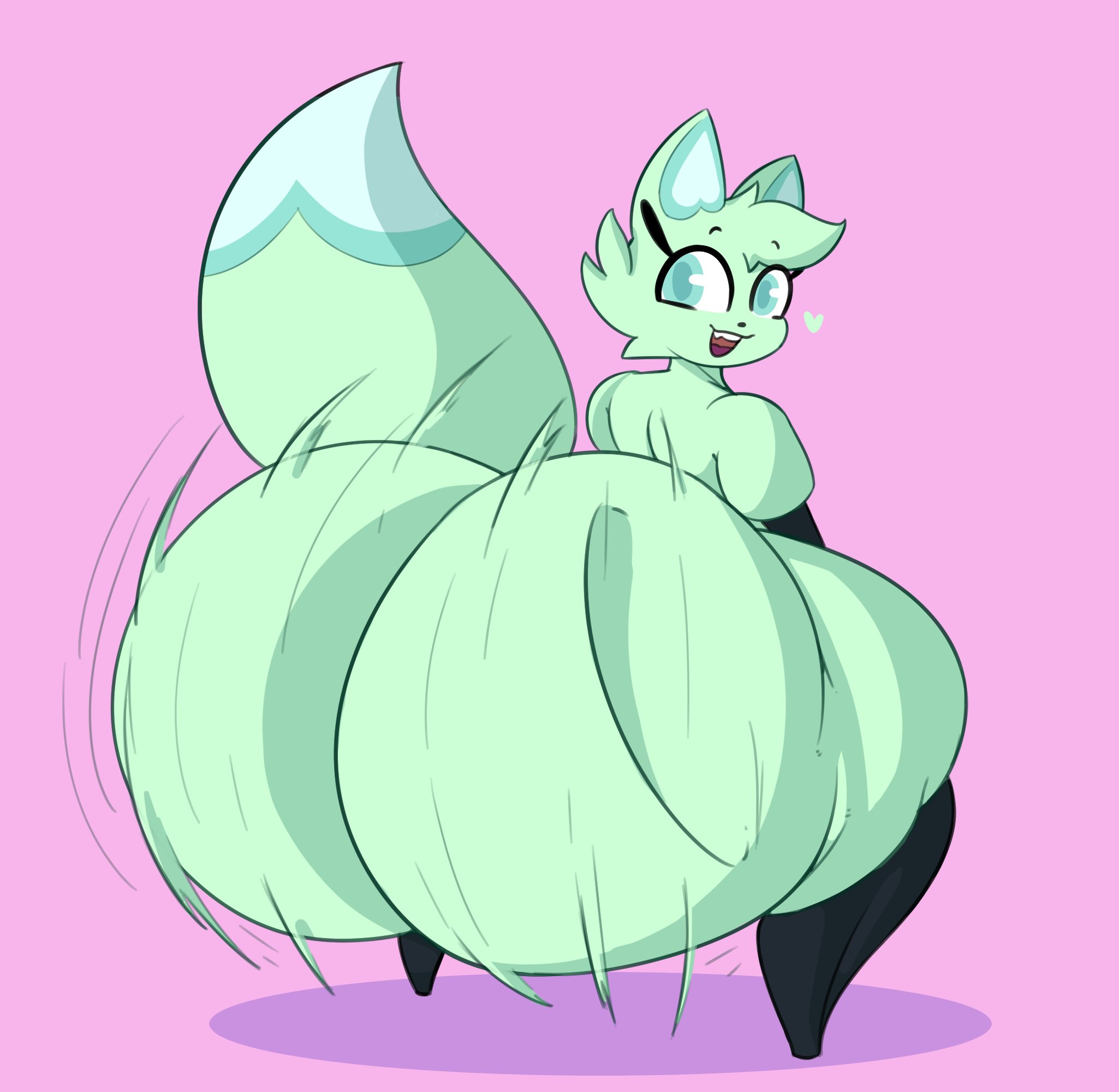 1girls, anthro, anthro female, anthro focus, anthro only, ass, ass clapping, ass focus, big ass, big butt, bubble ass, bubble butt, butt, butt focus, clapping ass, clapping butt, clapping cheeks, evilfiendish, fat ass, fat butt, fox, fox ears, fox tail, furry, furry female, furry focus, furry only, heart, huge ass, huge butt, hyper ass, hyper butt, large ass, large butt, looking at viewer, mint fur, motion lines, shaking ass, shaking butt, slushi (chikn nuggit), solo, solo anthro, solo female, solo focus, solo furry, spoken heart, teal fur, thick thighs, thighhighs, thighs, twerking, wide hips