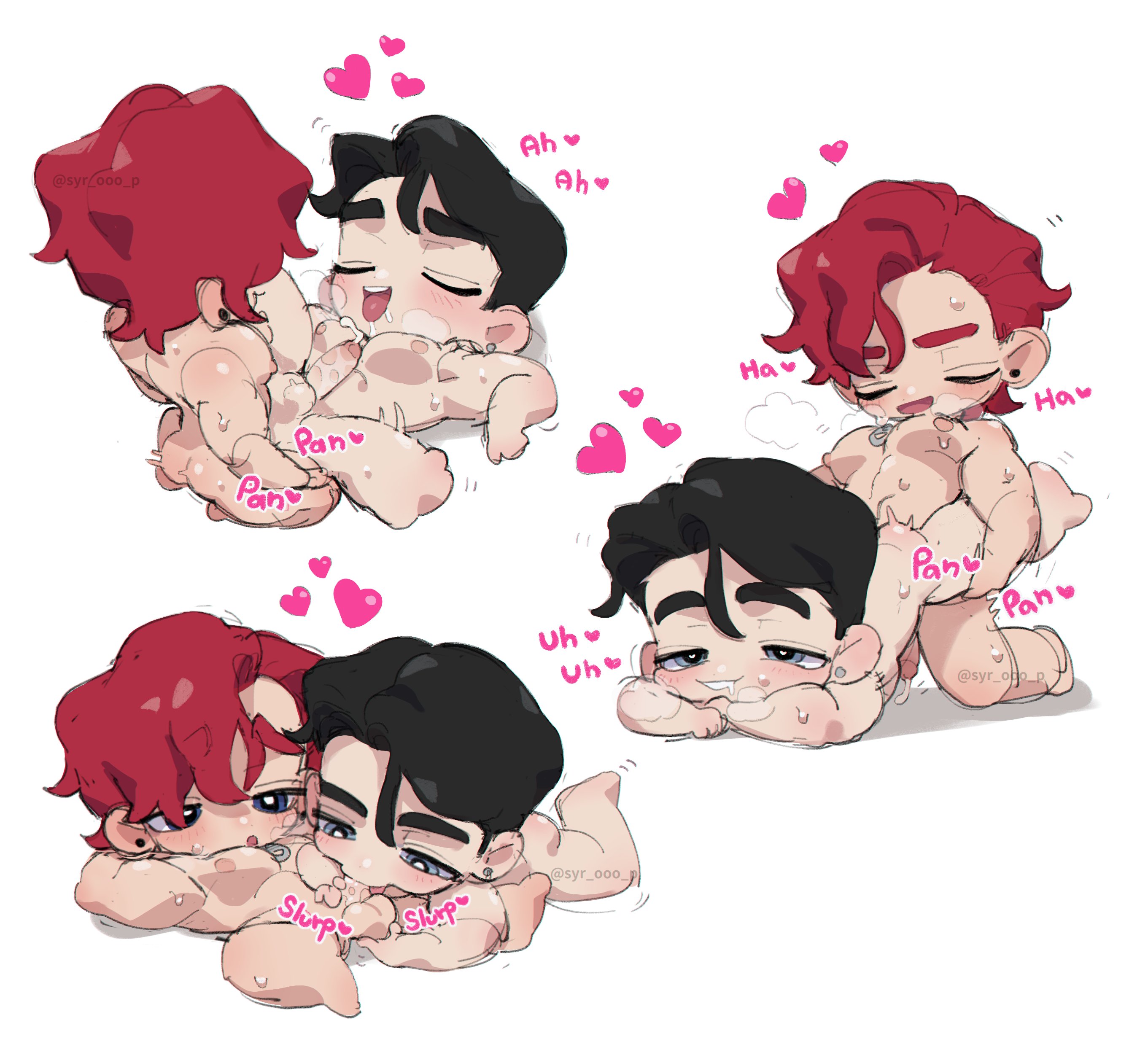 2boys, balls, bara, big chest, blowjob, chibi, coller (syrop), cum, cute, ethan (syrop), gay, human, male, male only, male/male, muscular, navel, nipples, nude, penis, sex, syrop, what your deal, what your deal?, yaoi