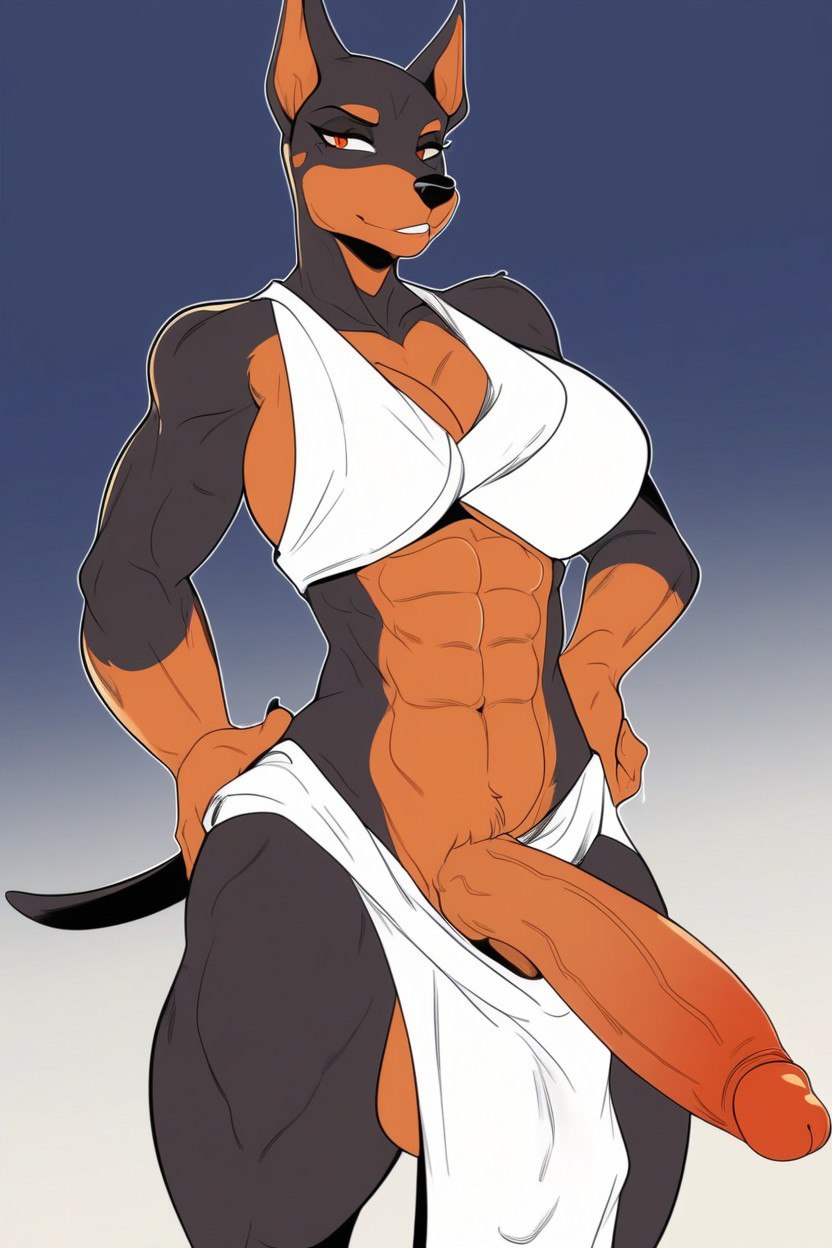 1girls, anthro, big breasts, big penis, canine, dog girl, egyptian, furry, furry only, futa only, futanari, milf